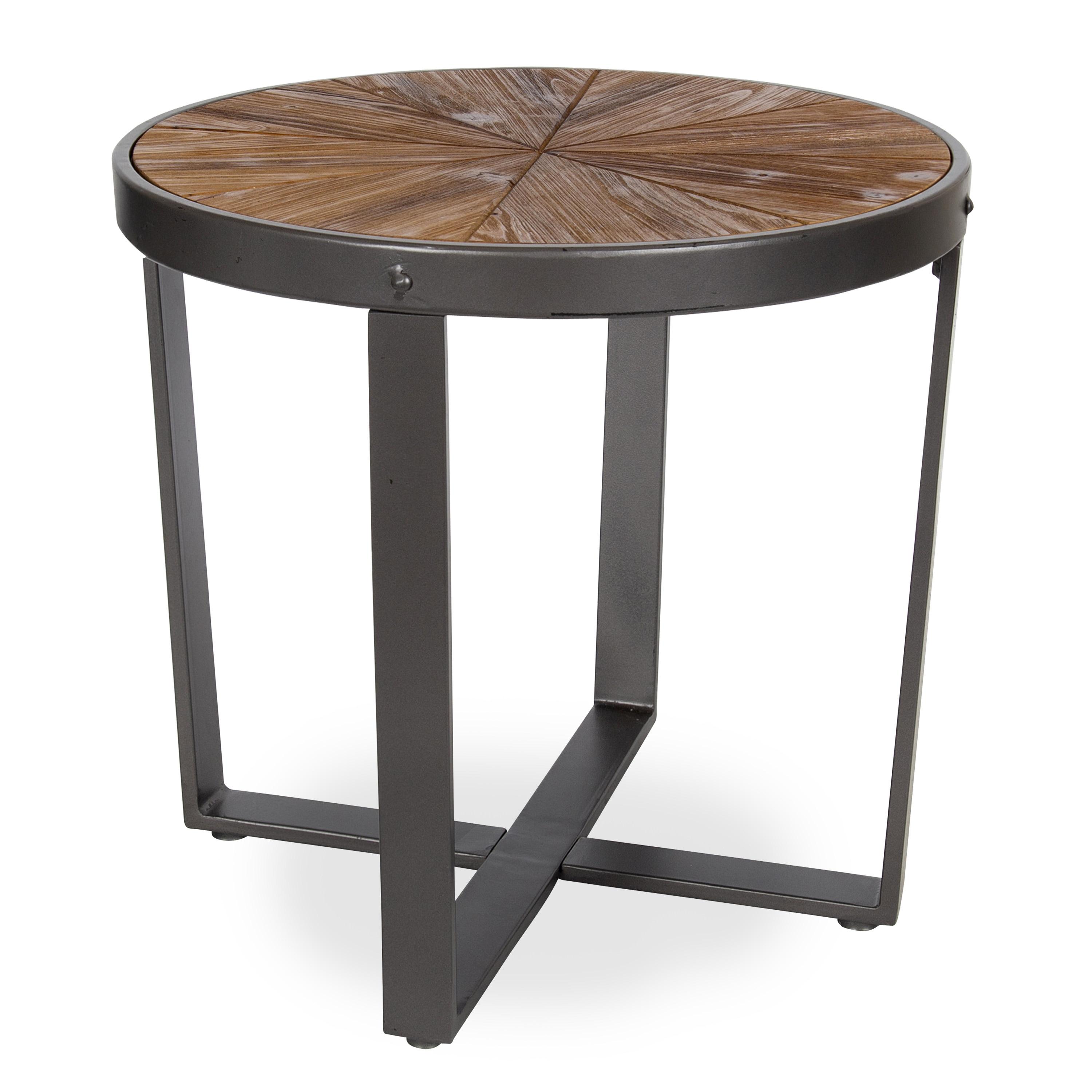 Kate and Laurel Gerhardt Round Metal Side Table, 20x20x18.5, Brown and Gray