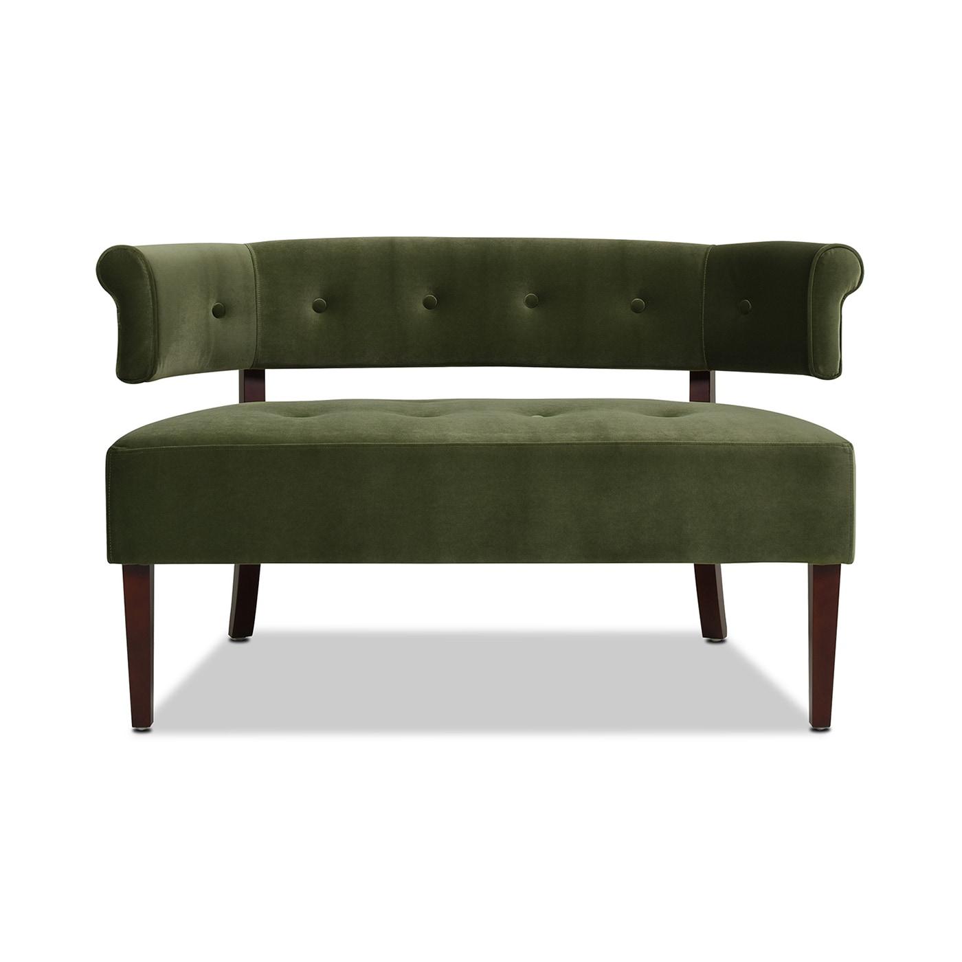Jennifer Taylor Home Jared Roll Arm Tufted Bench Settee, Olive Green Velvet