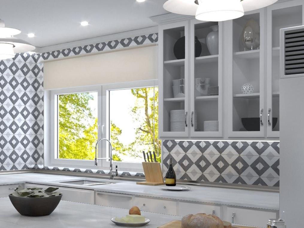 Luv Tender Grey 8-in Encaustic Matte Porcelain Wall & Floor Tile