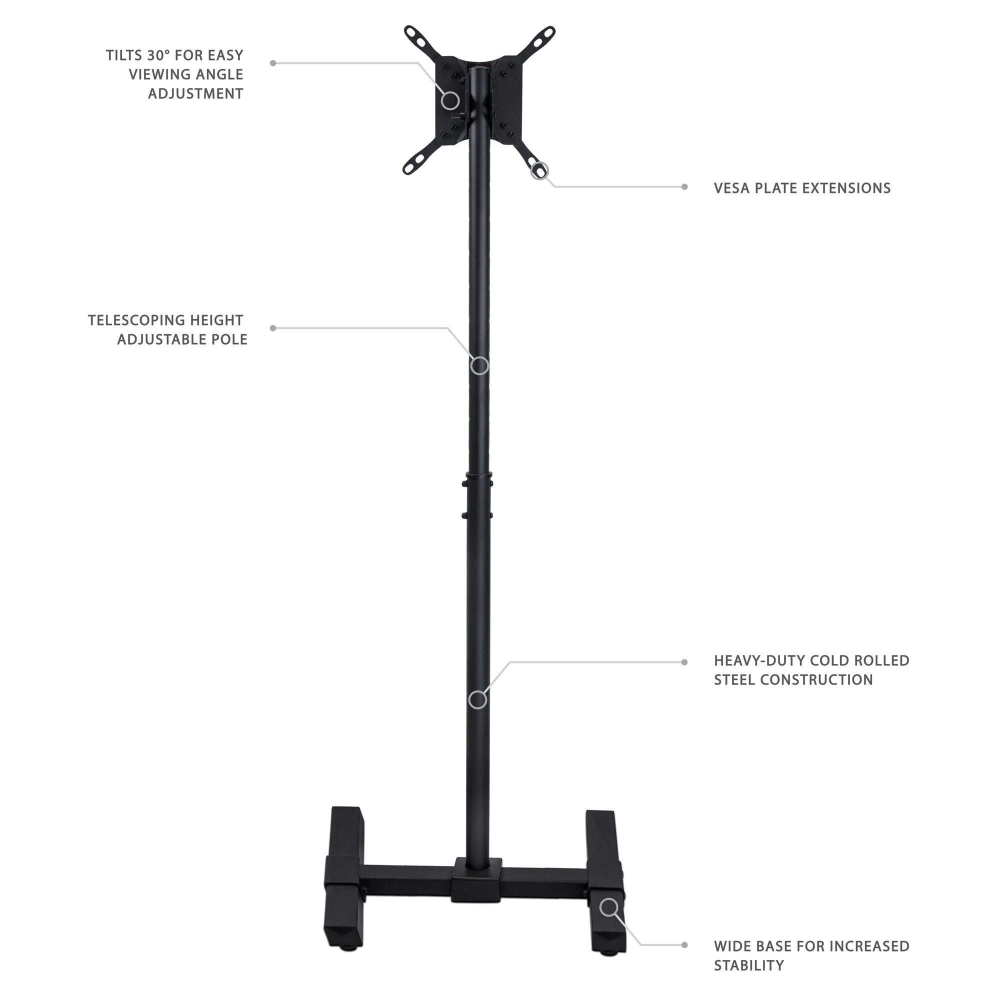 Mount-It! Height Adjustable TV Floor Stand | Universal Pedestal TV Stand For 13 - 42 Inch Screens | For Indoor and Outdoor Portable TV Mount | Black