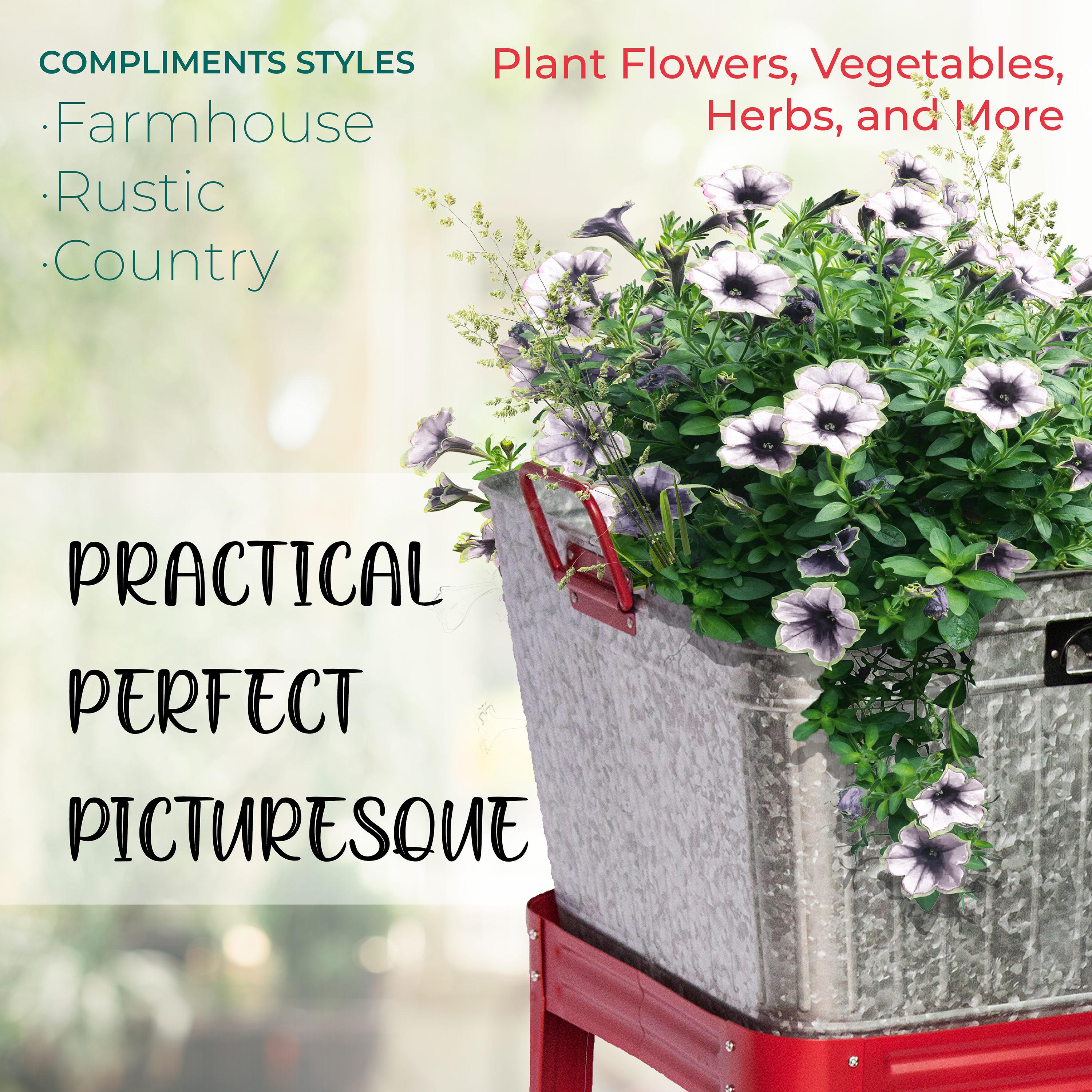 Backyard Expressions Galvanized Metal Beverage Tub Cooler, Planter, Wash bin - Rustic Grey/Silver