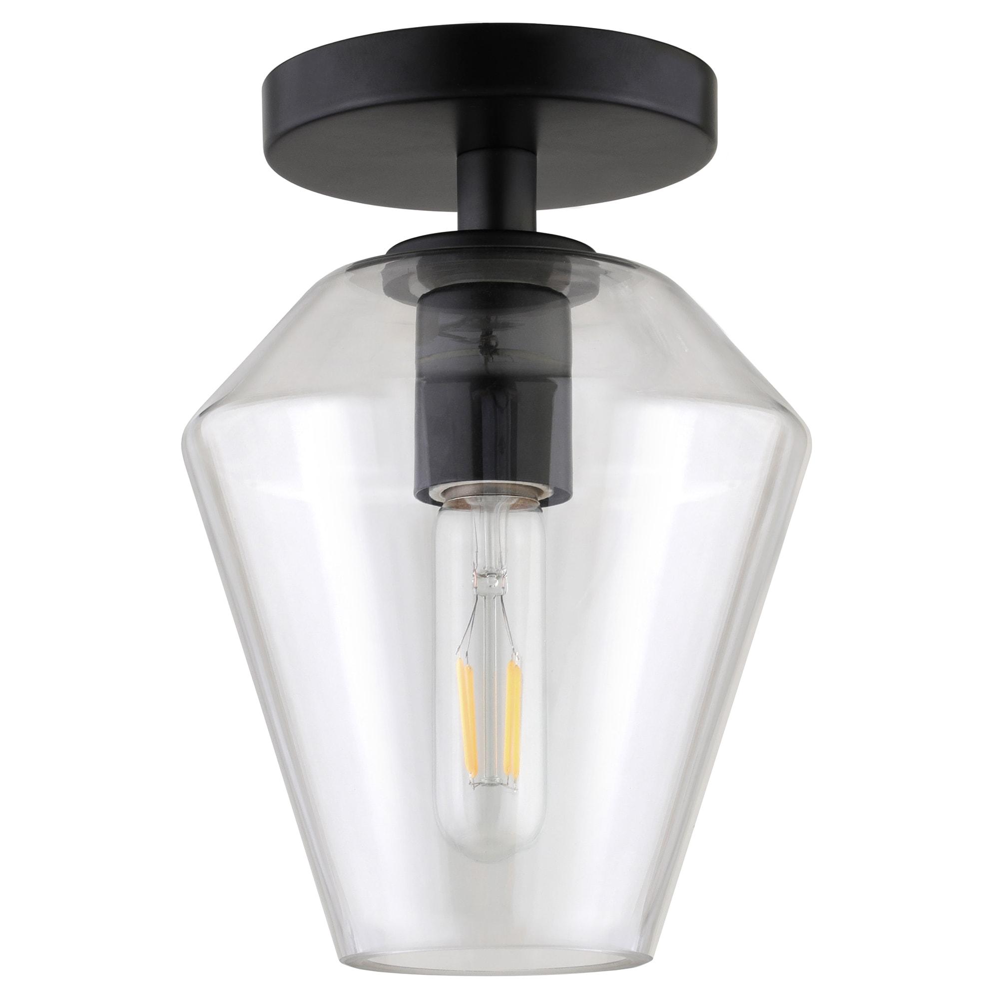Evelyn&Zoe 7" Black Semi Flush Mount