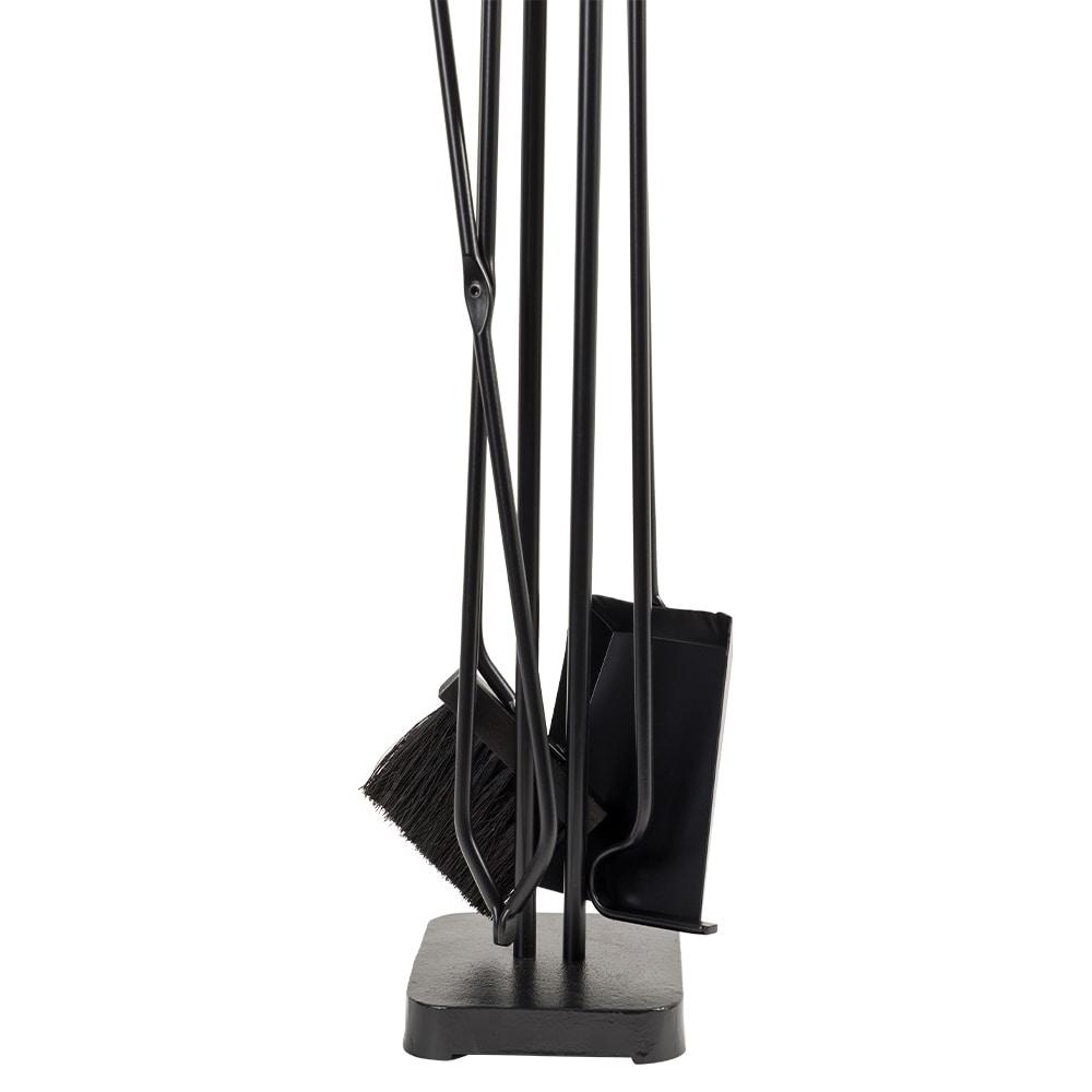 Modern Ember Levi Fireplace Tool Set - Includes Brush, Shovel, Fire Poker, Tongs and Stand - Steel