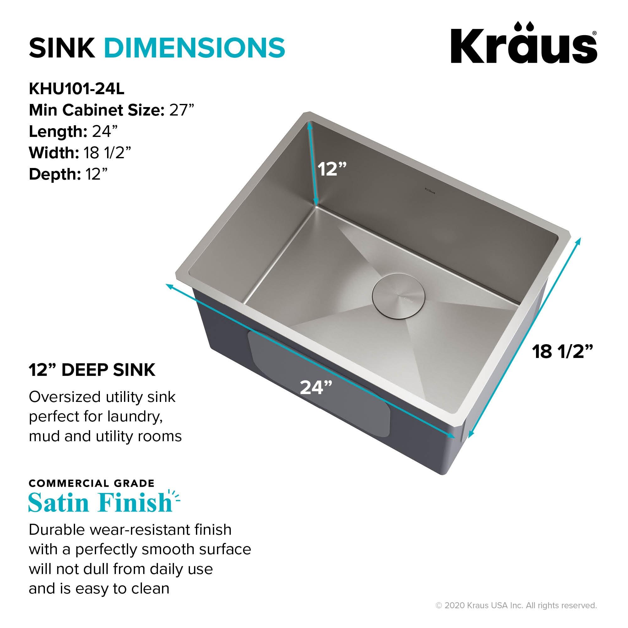 KRAUS Standart Pro Undermount 16 Gauge Stainless Steel Bar Kitchen Sink