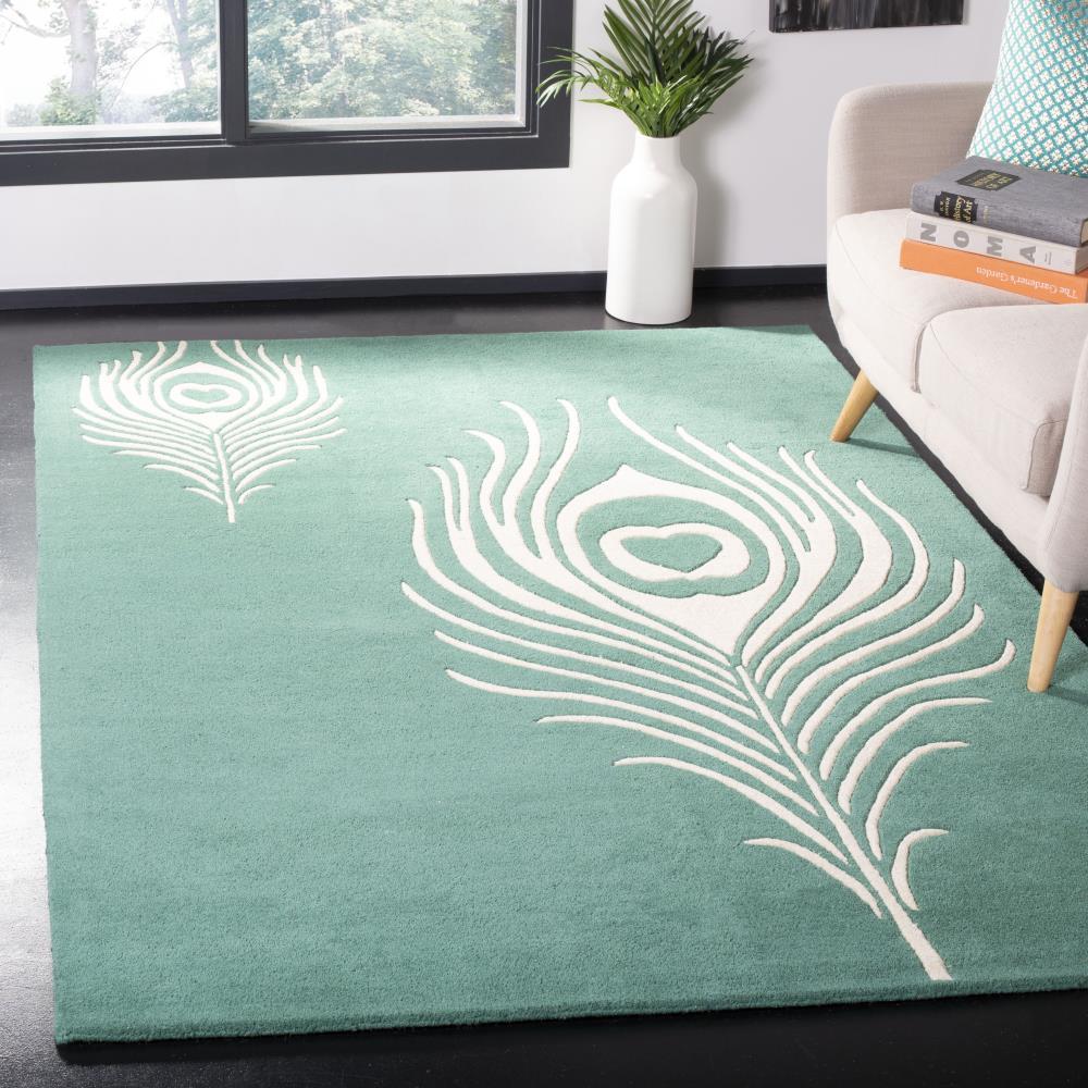 Soho SOH704 Hand Tufted Indoor Area Rug - Teal/Ivory - 3'6"x5'6" - Safavieh