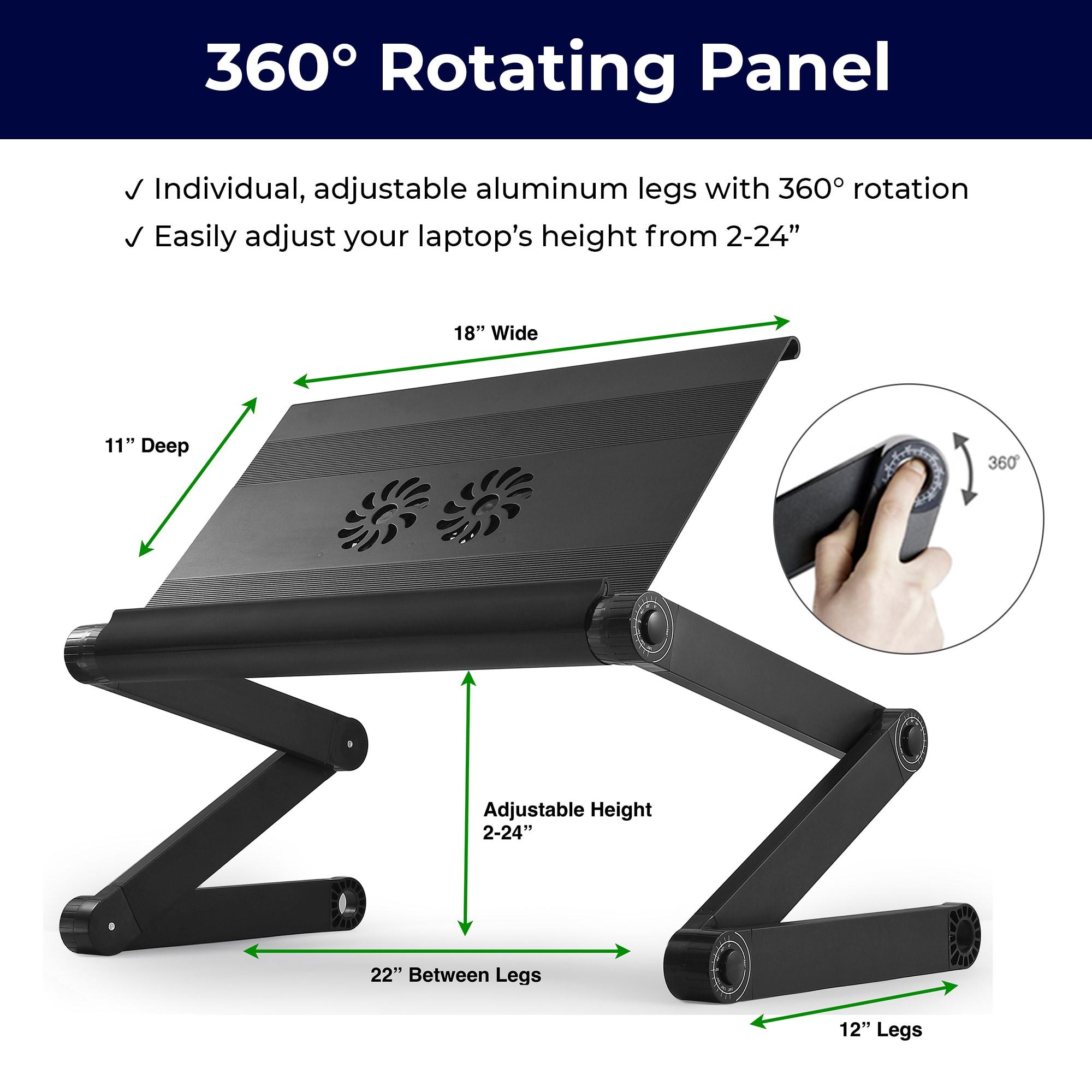 WorkEZ Executive Laptop Cooling Stand Adjustable Laptop Desk for Bed foldable laptop stand with FAN USB Ports computer lap desk for laptop holder for bed laptop table ergonomic laptop stand for bed