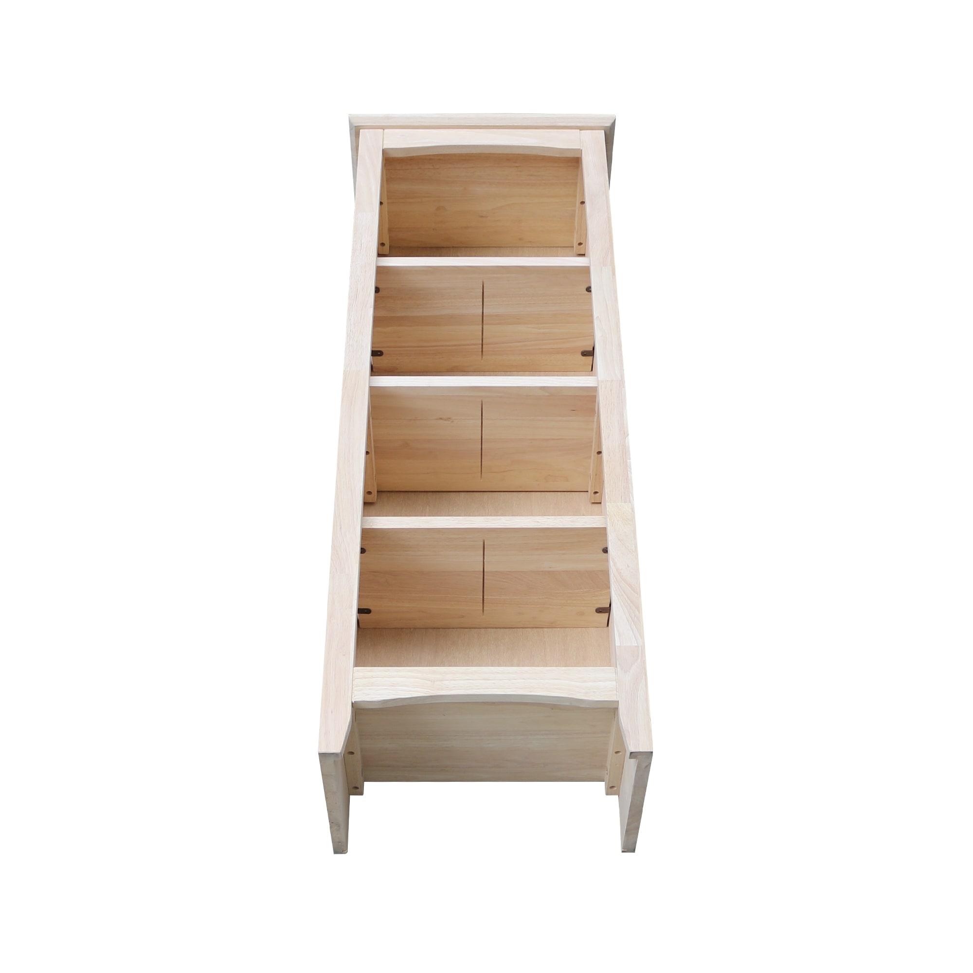 48" Shaker Bookcase Unfinished Brown - International Concepts: Solid Parawood, 3-Tier Storage