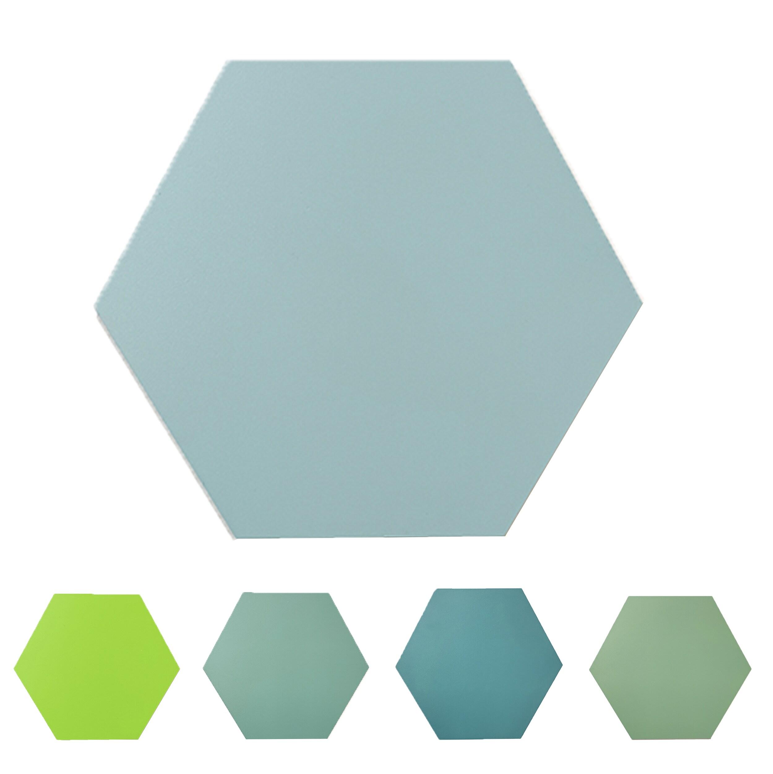 Rain Blue Hexagon Peel and Stick Resin Wall Tiles