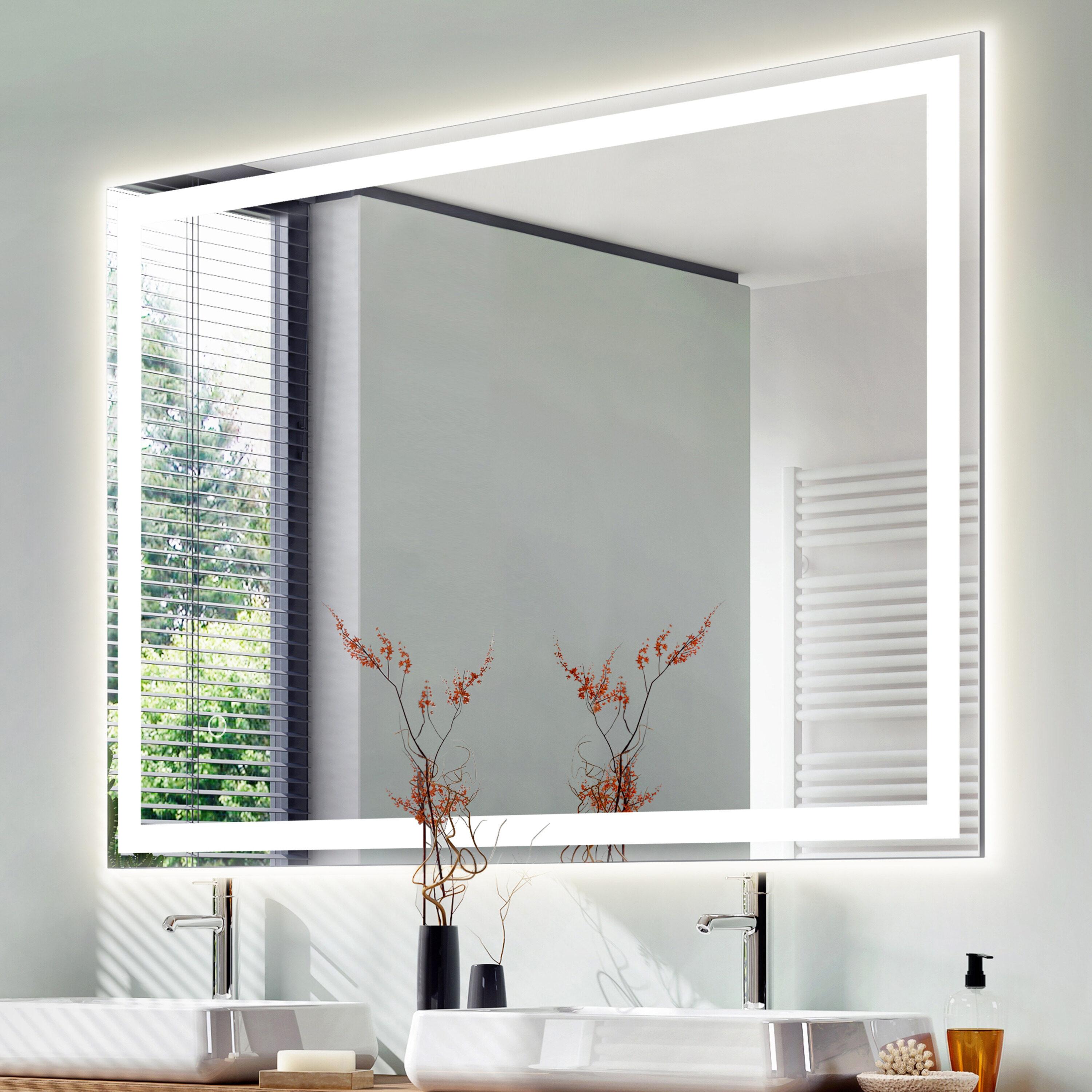 Pax 40 in. W x 36 in. H Large Rectangular Frameless Antifog Front/Back-Lit Wall Bathroom Vanity Mirror with Smart Touch - JONATHAN Y