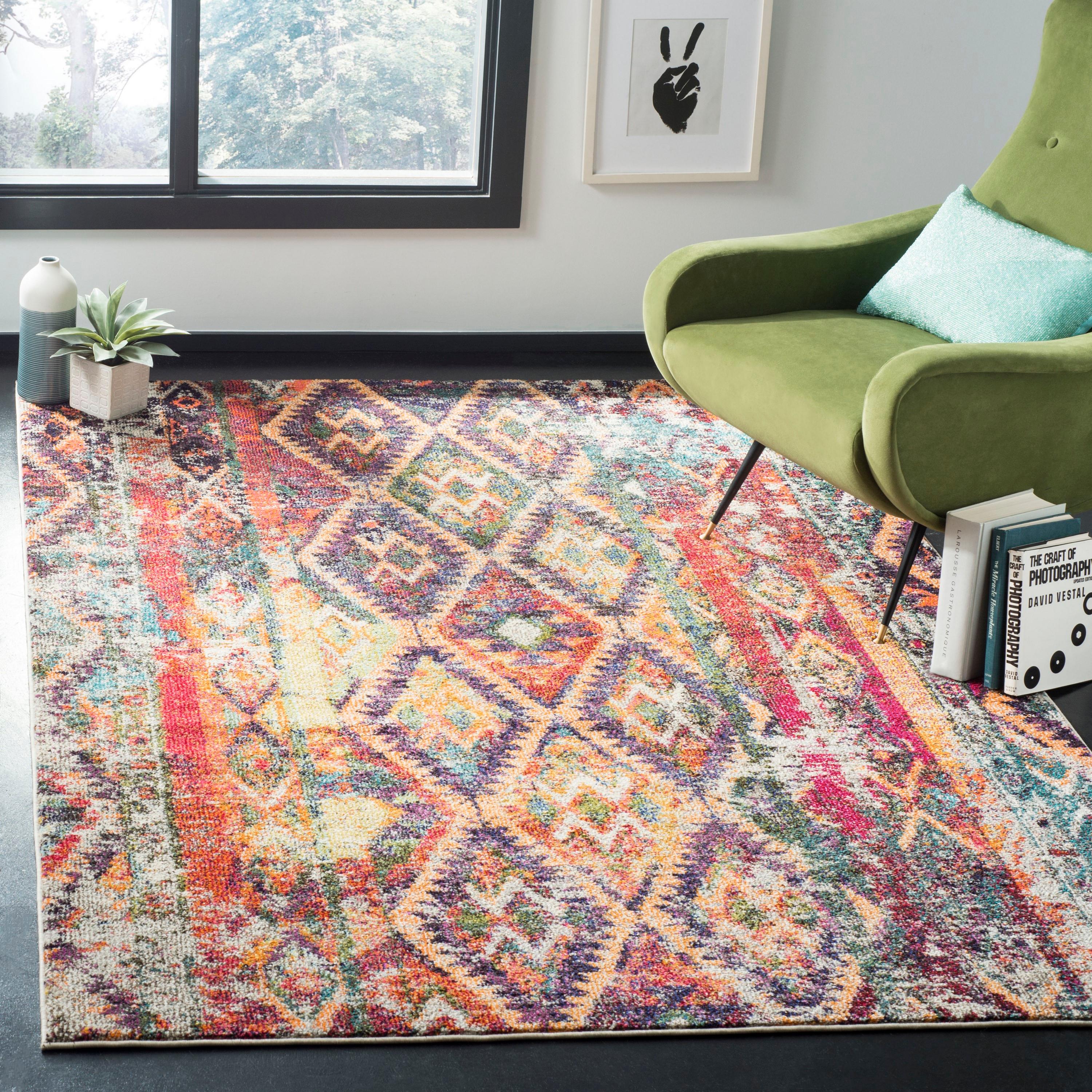 Reversible Multicolor Synthetic 9' x 12' Easy Care Area Rug