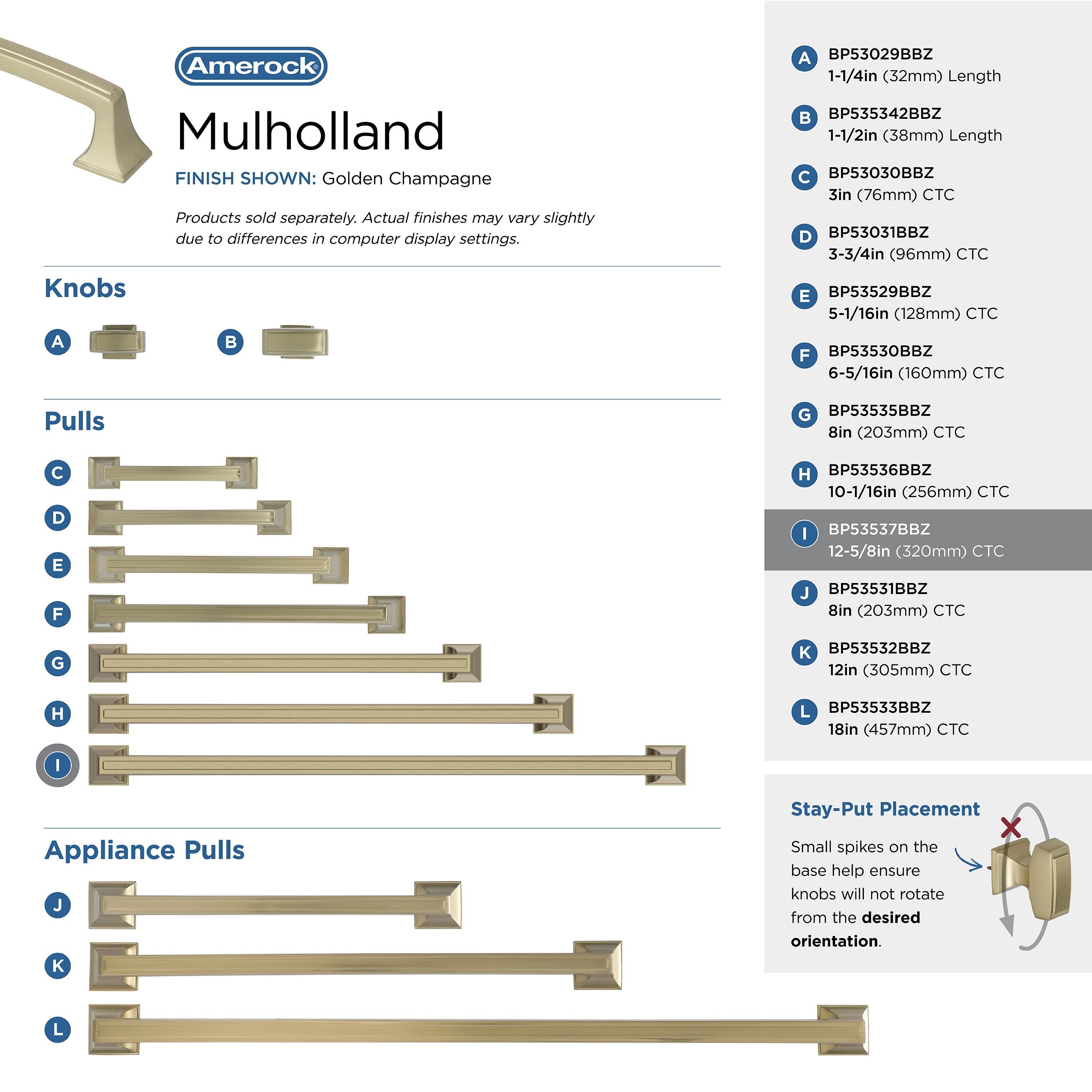 Amerock Mulholland 12-5/8 inch (320mm) Center-to-Center Golden Champagne Cabinet Pull