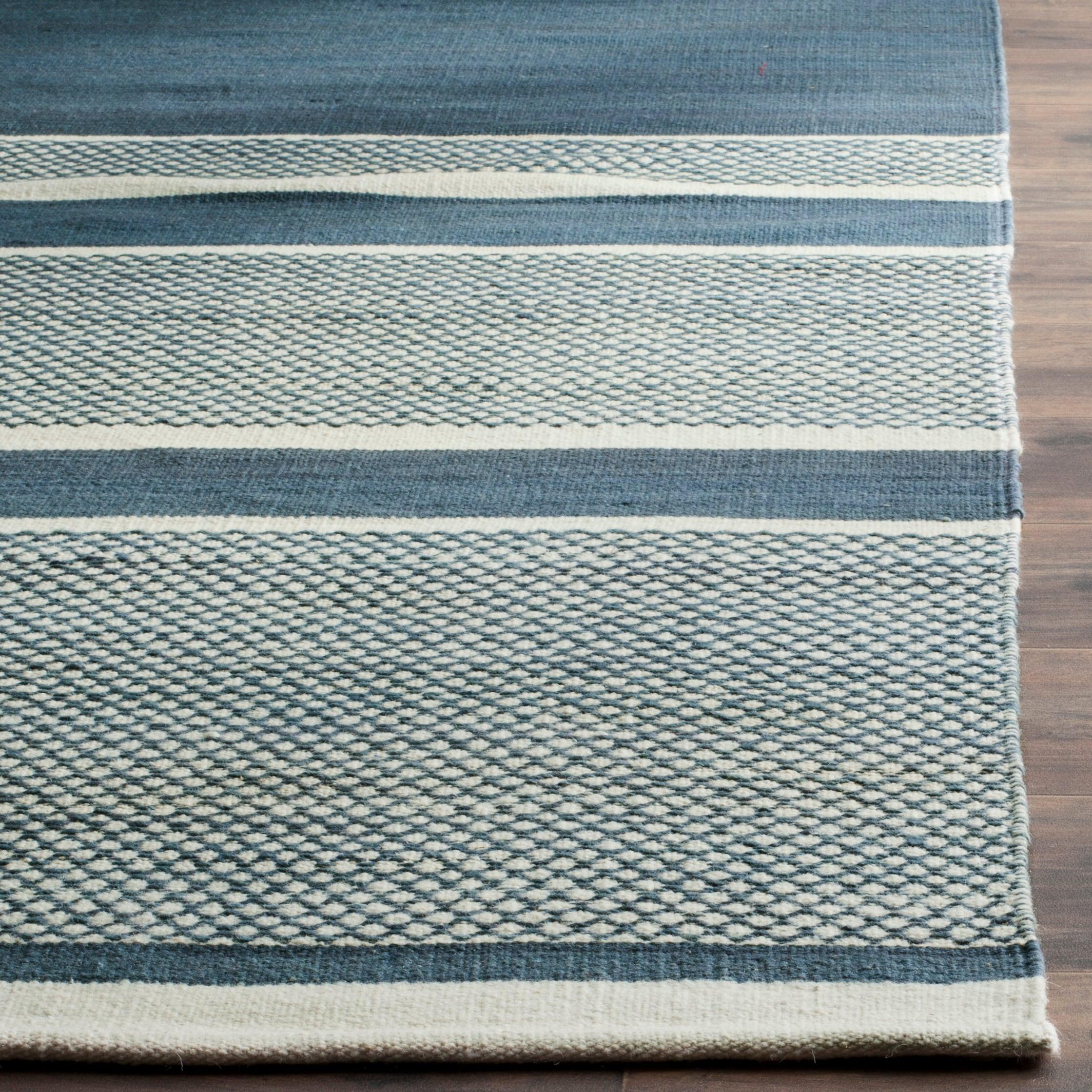 Kilim KLM952 Hand Woven Area Rug - Blue/Ivory - 5'x8' - Safavieh.