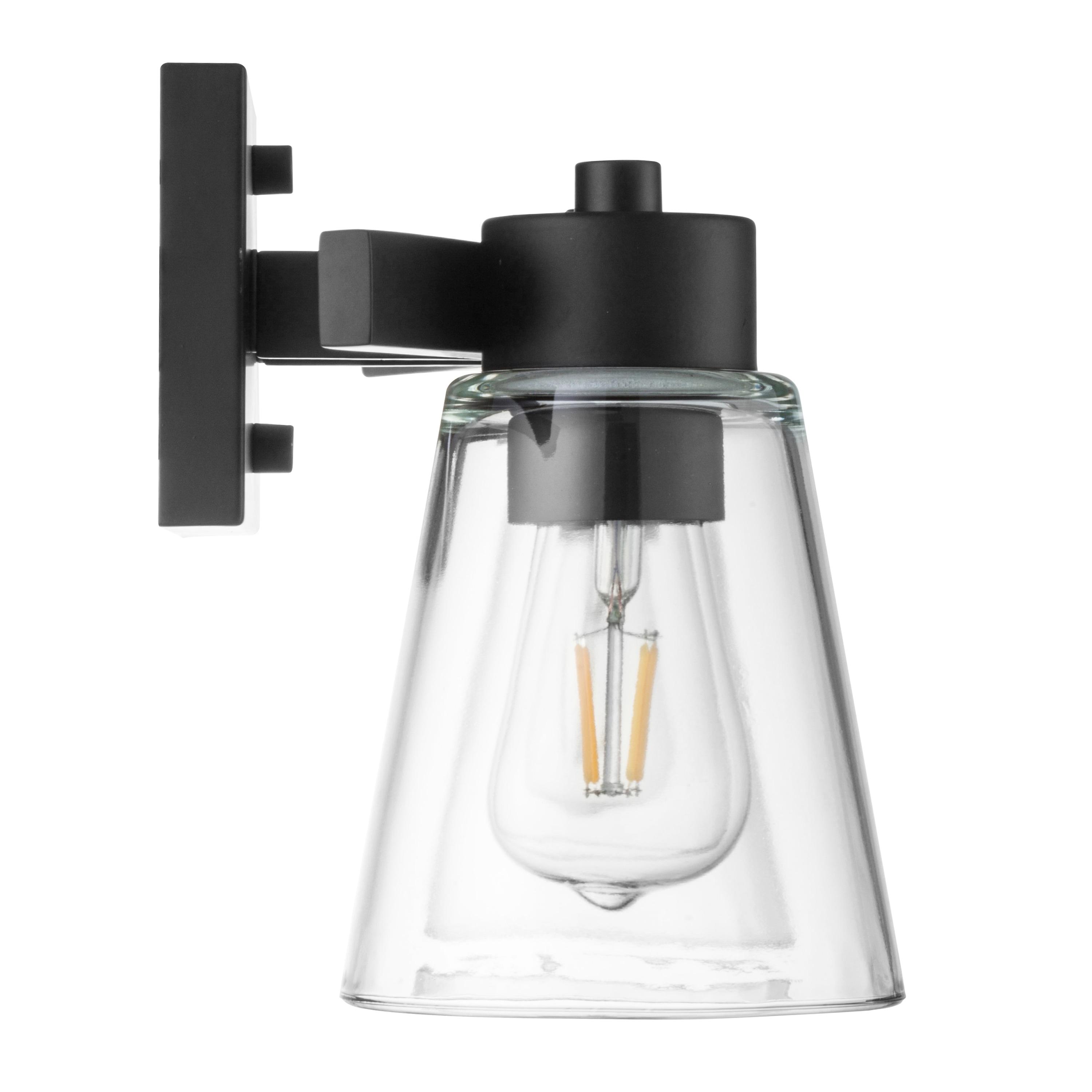 Prominence Home Fairendale 2-Light Matte Black Bathroom Vanity Light with Clear Glass Shade