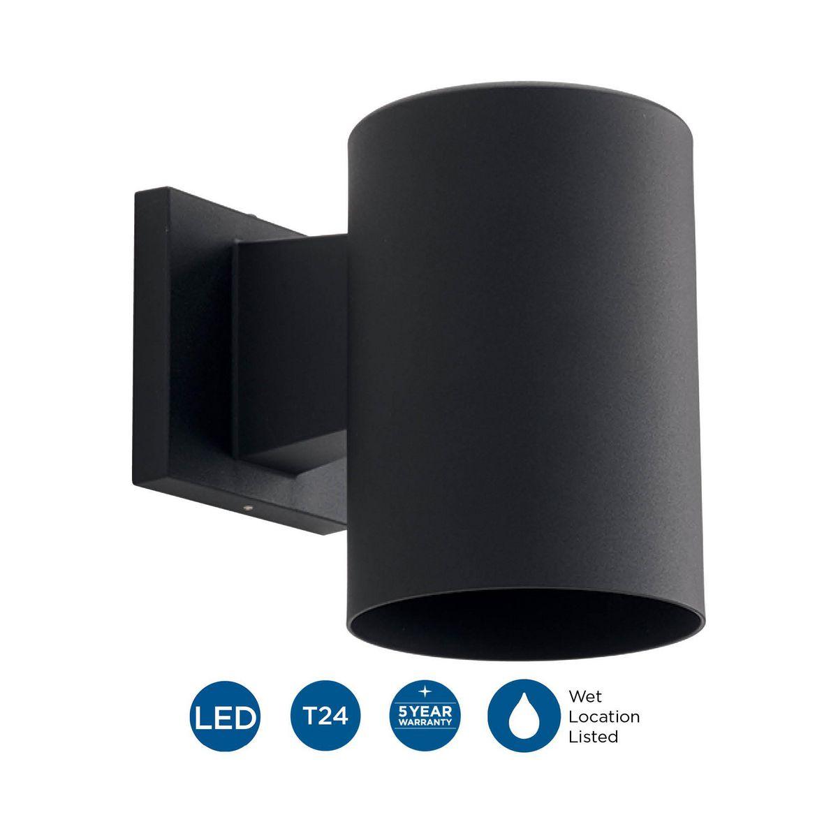 Progress Lighting, Cylinder Collection, 1-Light Wall Light, Black Finish, Aluminum Material, Shade Included