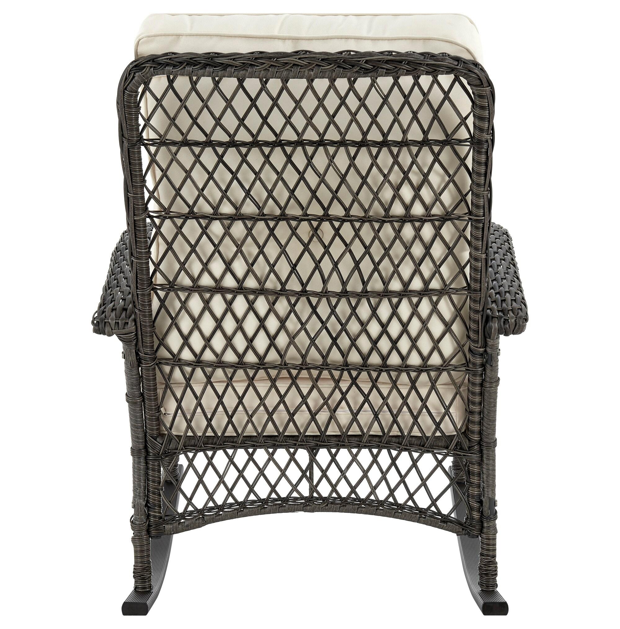 Furttuo Steel Rattan Outdoor Rocking Chair with Cushions
