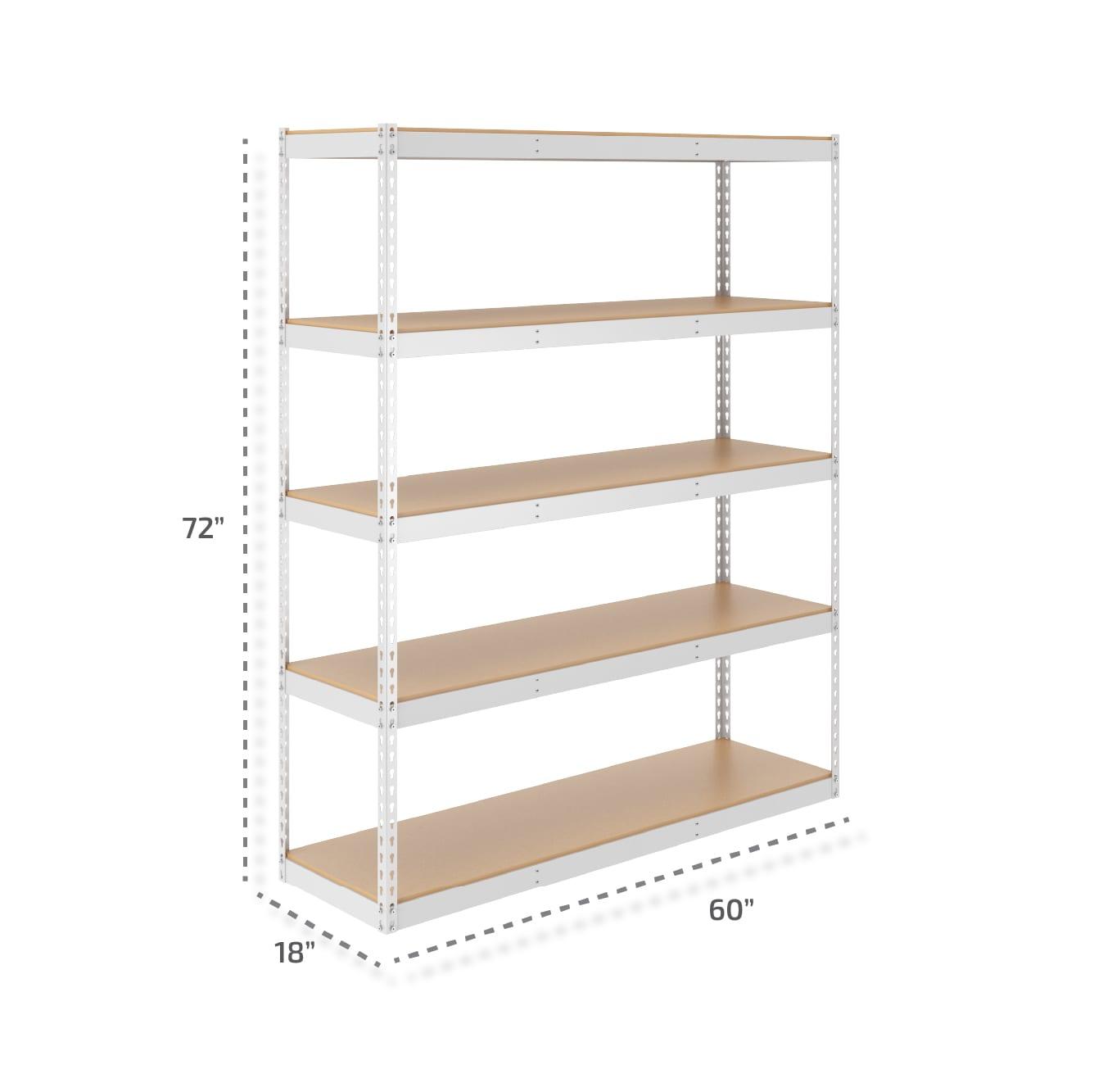 Modular White Steel Rivet Garage Shelving Unit 60" x 72"