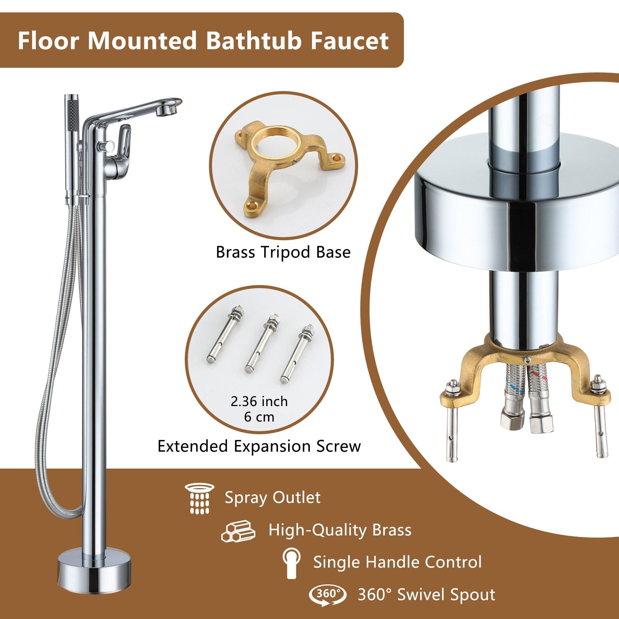 Chrome Freestanding Bathtub Faucet with Hand Shower