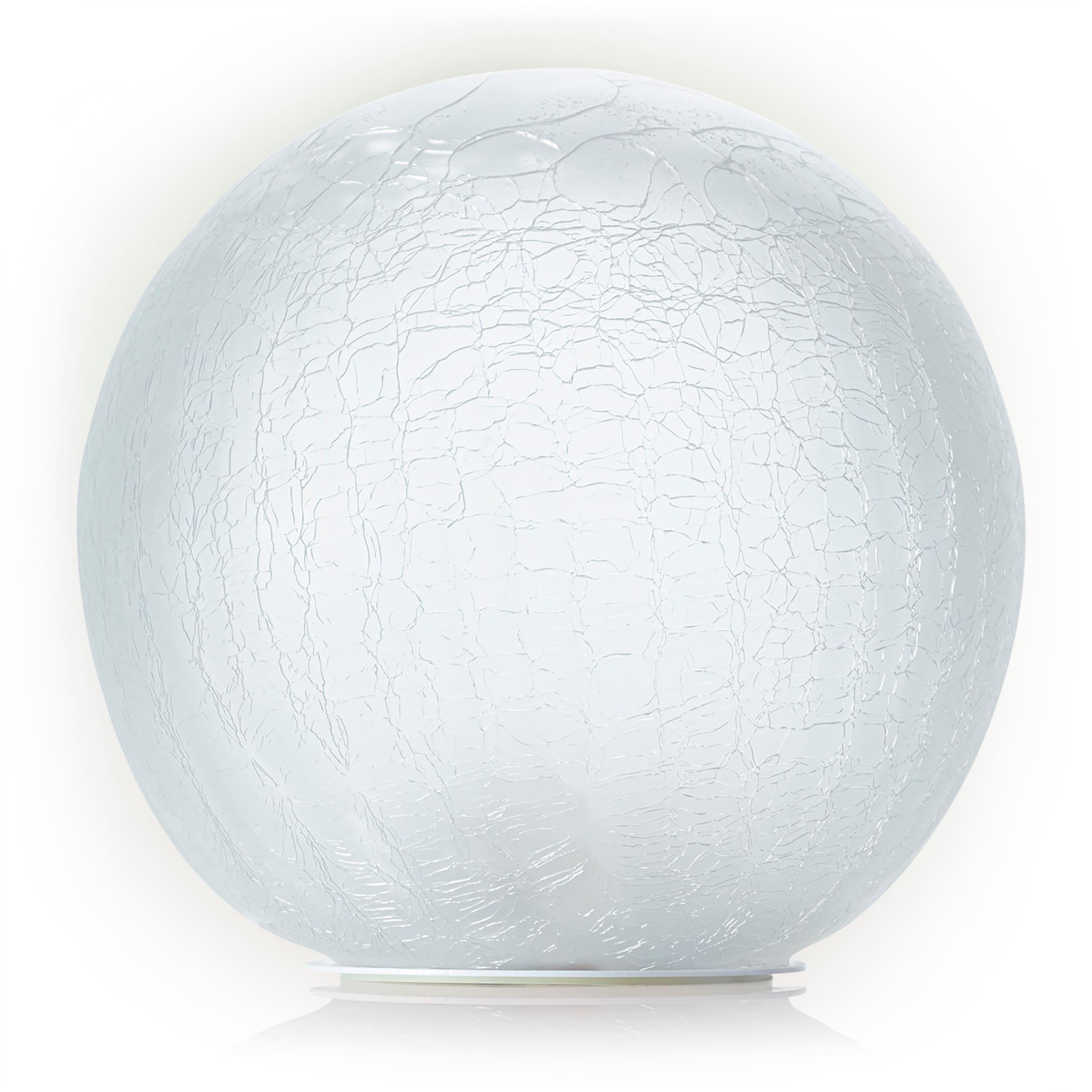 Alpine Corporation 7" Textured Glass Light-Up Gazing Globe, White