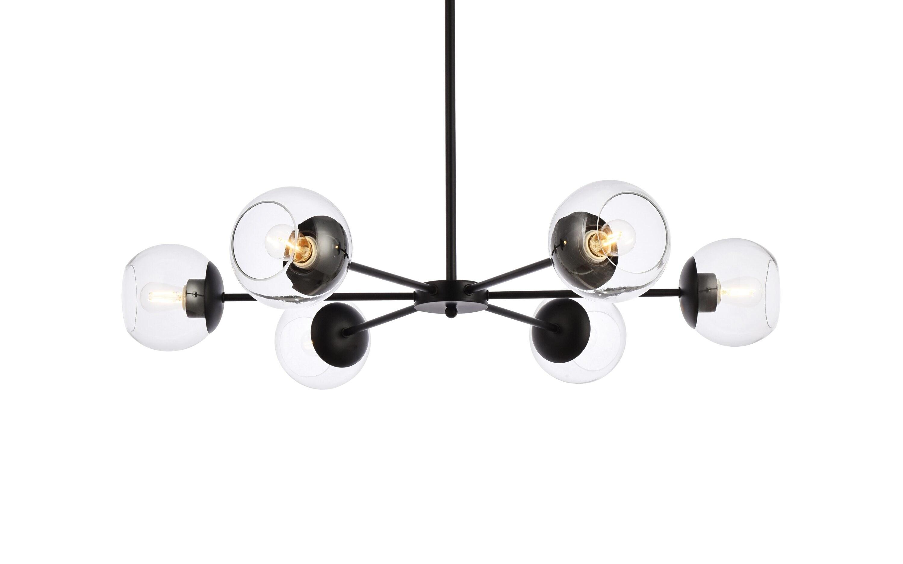 Elegant Lighting Briggs 30 inch pendant in black with clear shade