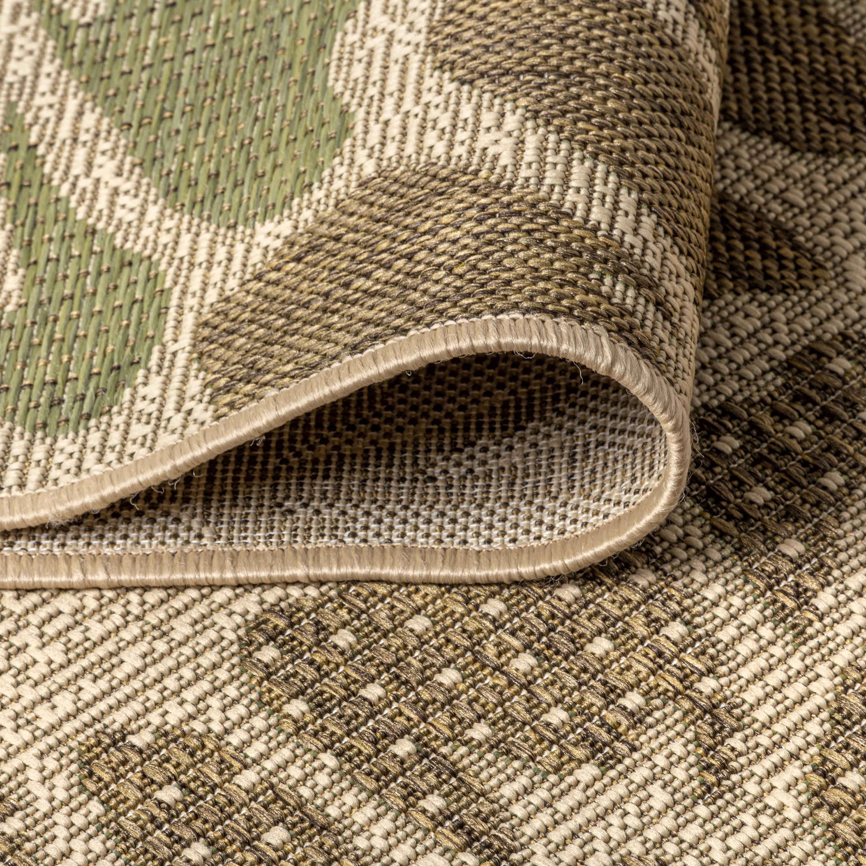 3'x5' Zinnia Modern Floral Textured Weave Indoor/Outdoor Area Rug, Sage/Brown - JONATHAN Y