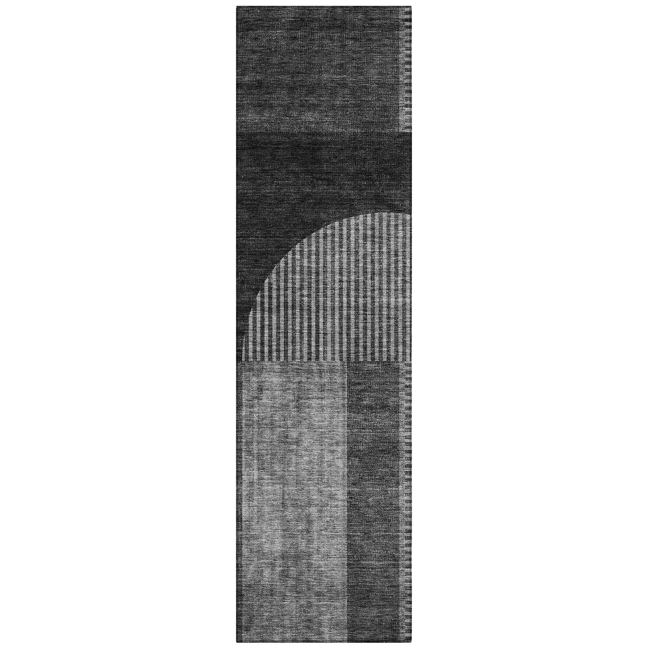 Charcoal Flat Woven Machine Washable Runner Rug 2'3" x 7'6"