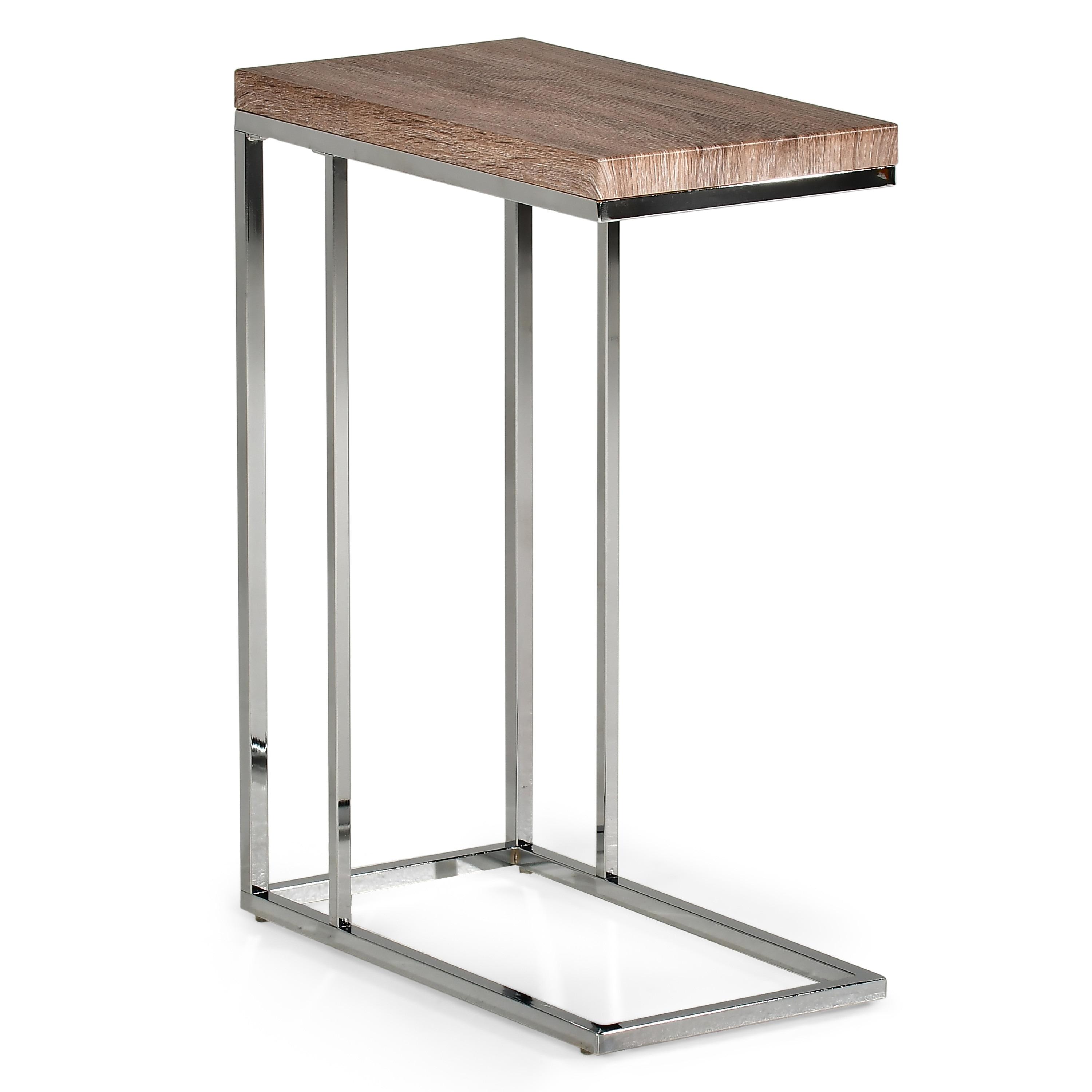 Lucia Chairside End Table Brown - Steve Silver: Chrome Frame, Wood Top, Space-Saving Design