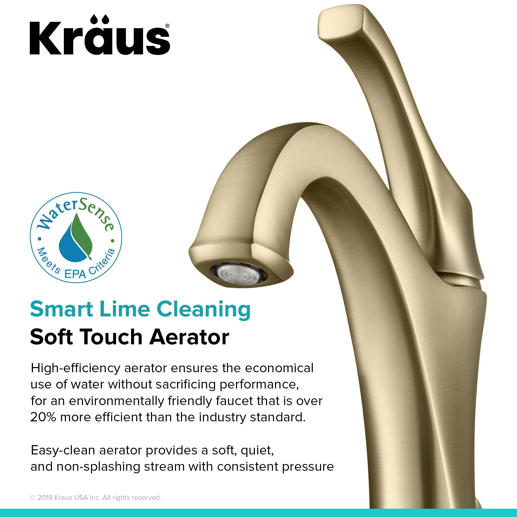 Kraus Arlo Single Hole 1-Handle WaterSense Bathroom Sink Faucet with Drain and Deck Plate