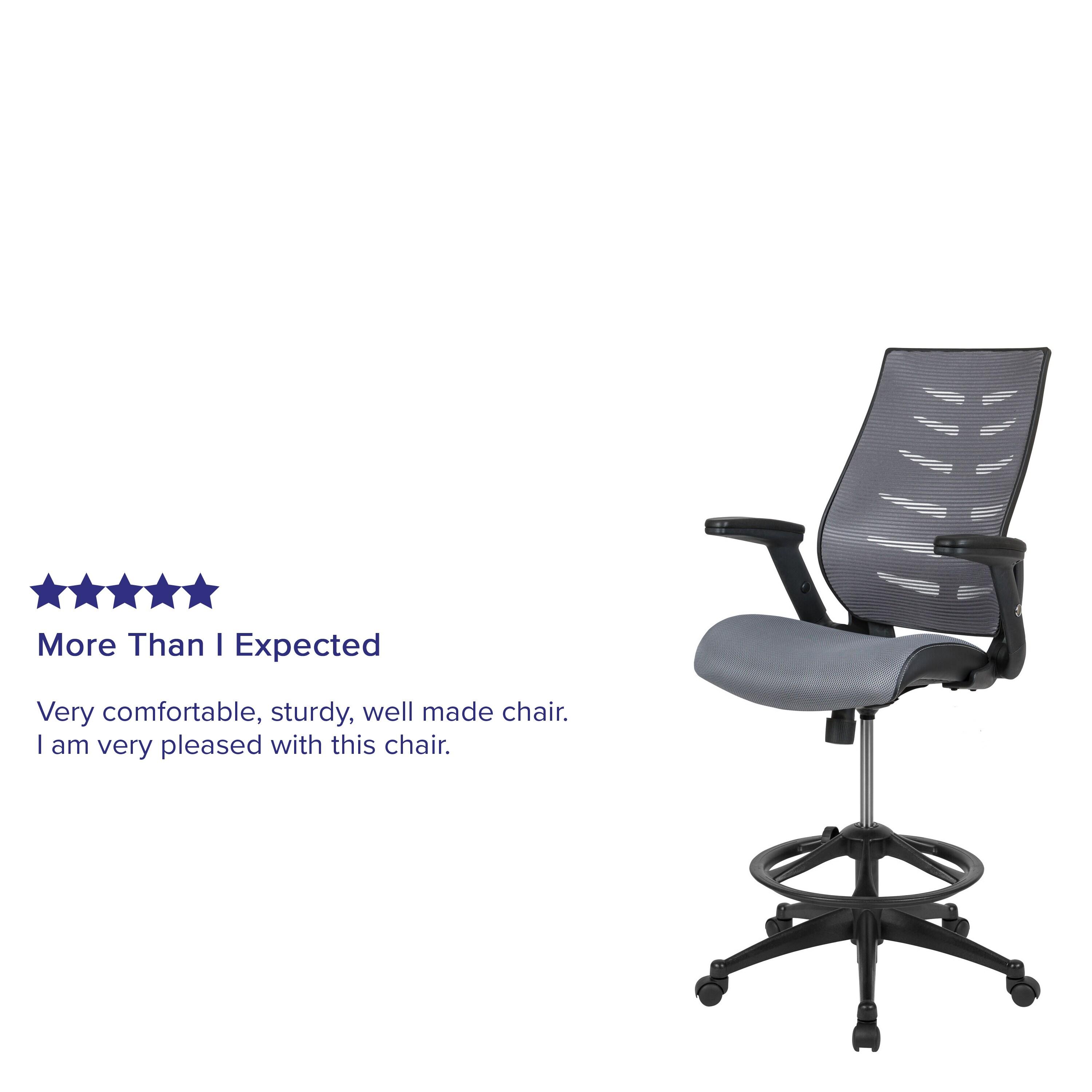 High Back Mesh Spine-Back Ergonomic Drafting Chair with Adjustable Foot Ring