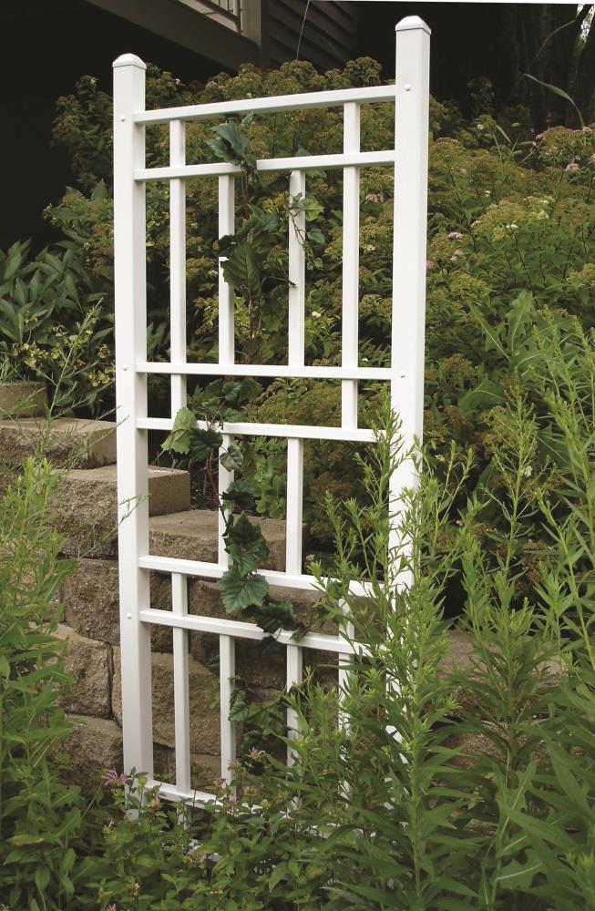 Dura-Trel Wellington 28"x75" Indoor Outdoor Garden Trellis Plant Support for Vines & Climbing Plants, Flowers, & Vegetables w/Ground Stakes White