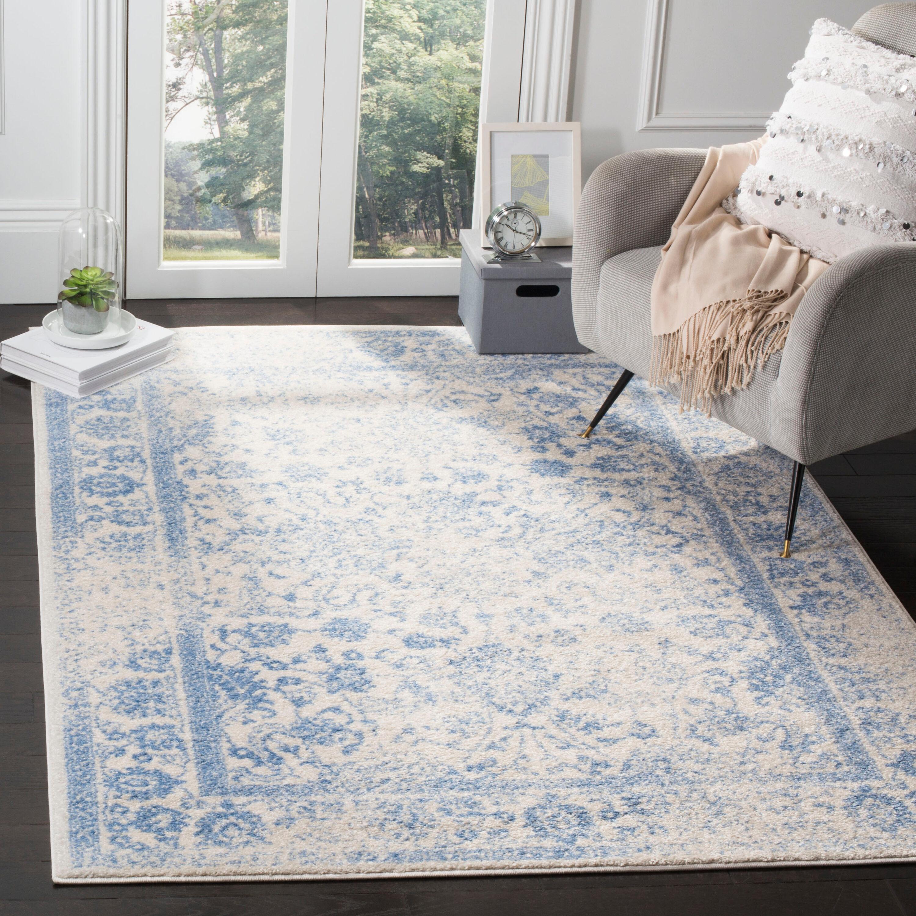 Adirondack ADR109 Machine Made Indoor Area Rug - Ivory/Light Blue - 6'x6' - Safavieh