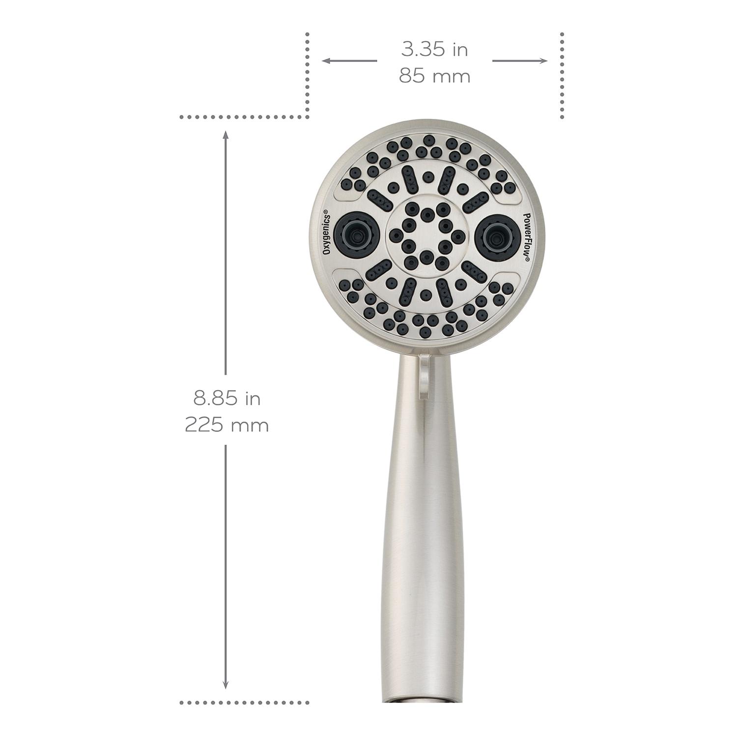 Brushed Nickel 3-Setting Handheld Showerhead with Pulse and Rain