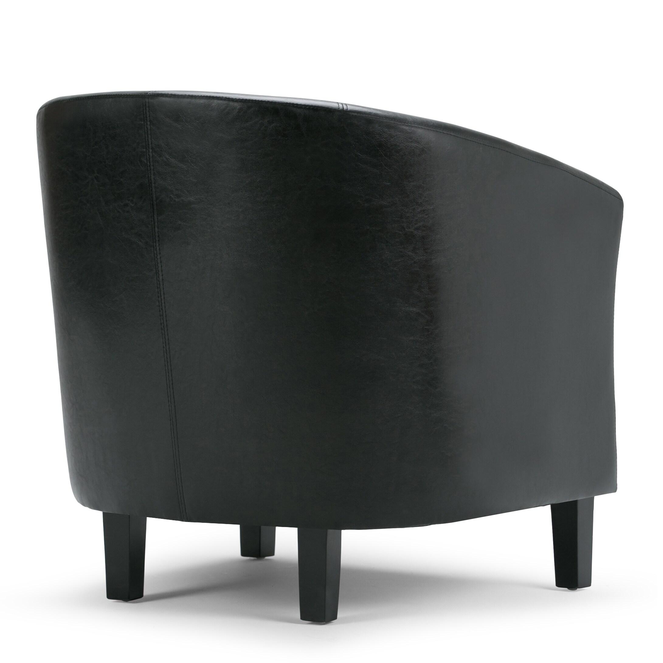 Simpli Home Austin 30"W Upholstered Vegan Faux Leather Contemporary Tub Accent Chair with High Arms and Deep Seat