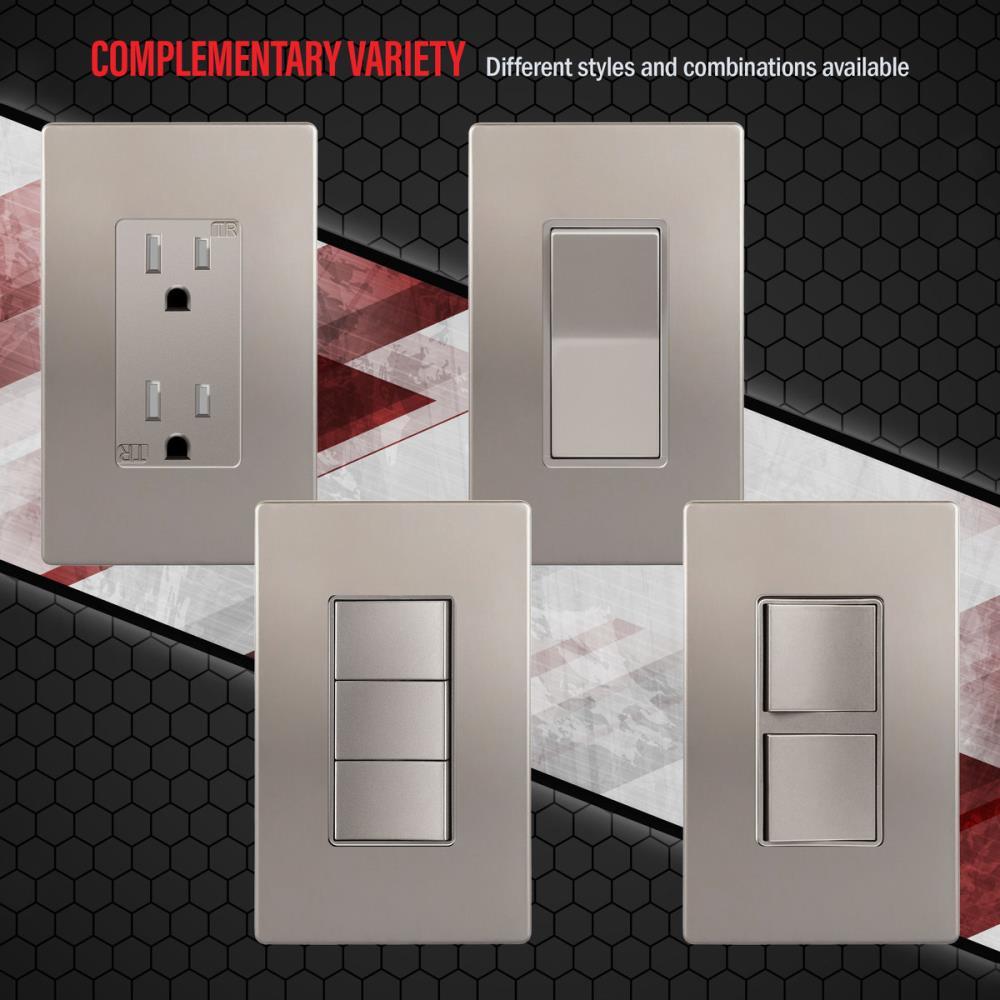 ENERLITES Elite Series Screwless Decorator Wall Plate Child Safe Outlet Cover, Size 1-Gang, Unbreakable Polycarbonate Thermoplastic, SI8831-NK, Nickel