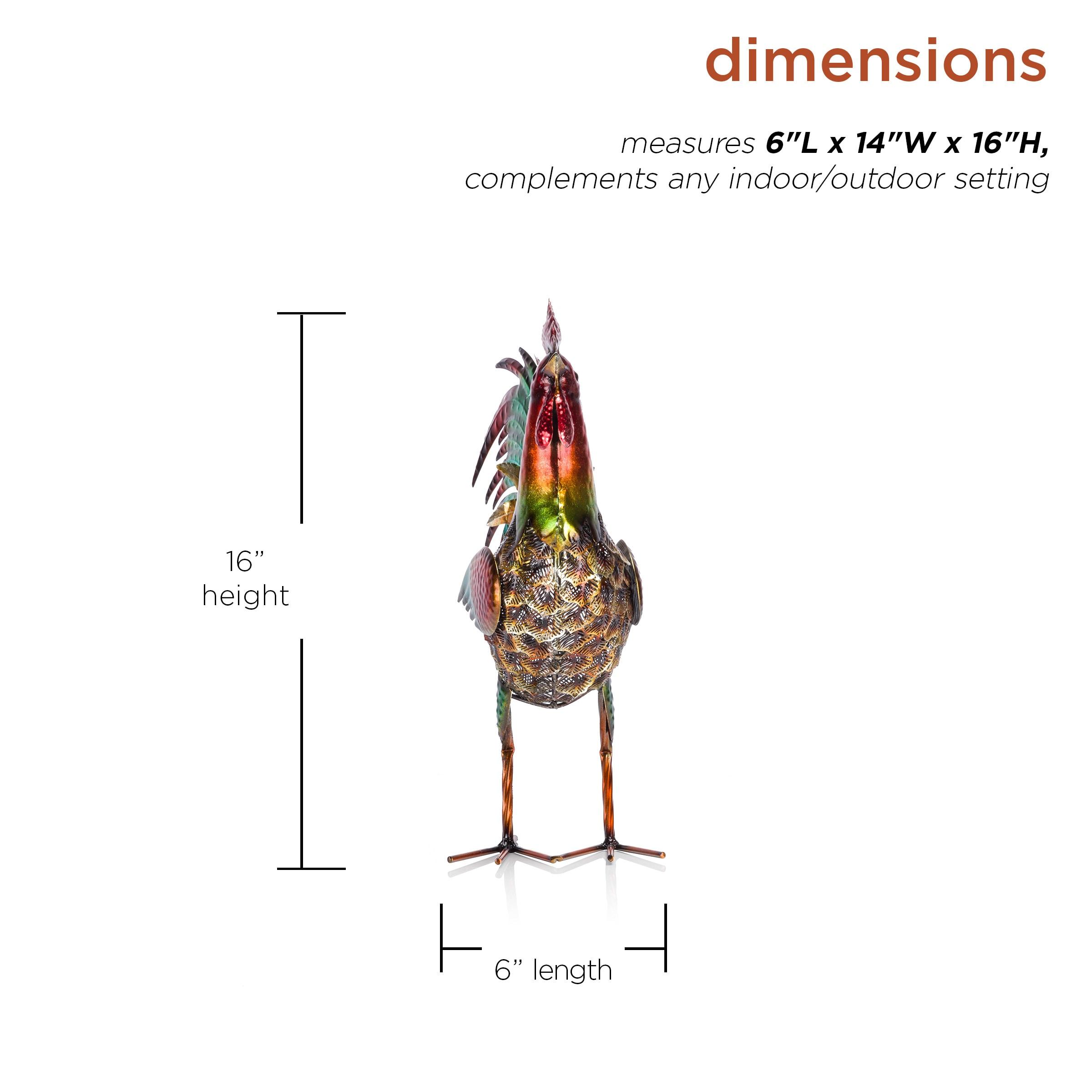 16" x 14" Outdoor Iron Rooster Yard Statue Brown - Alpine Corporation: Metallic Garden Decor