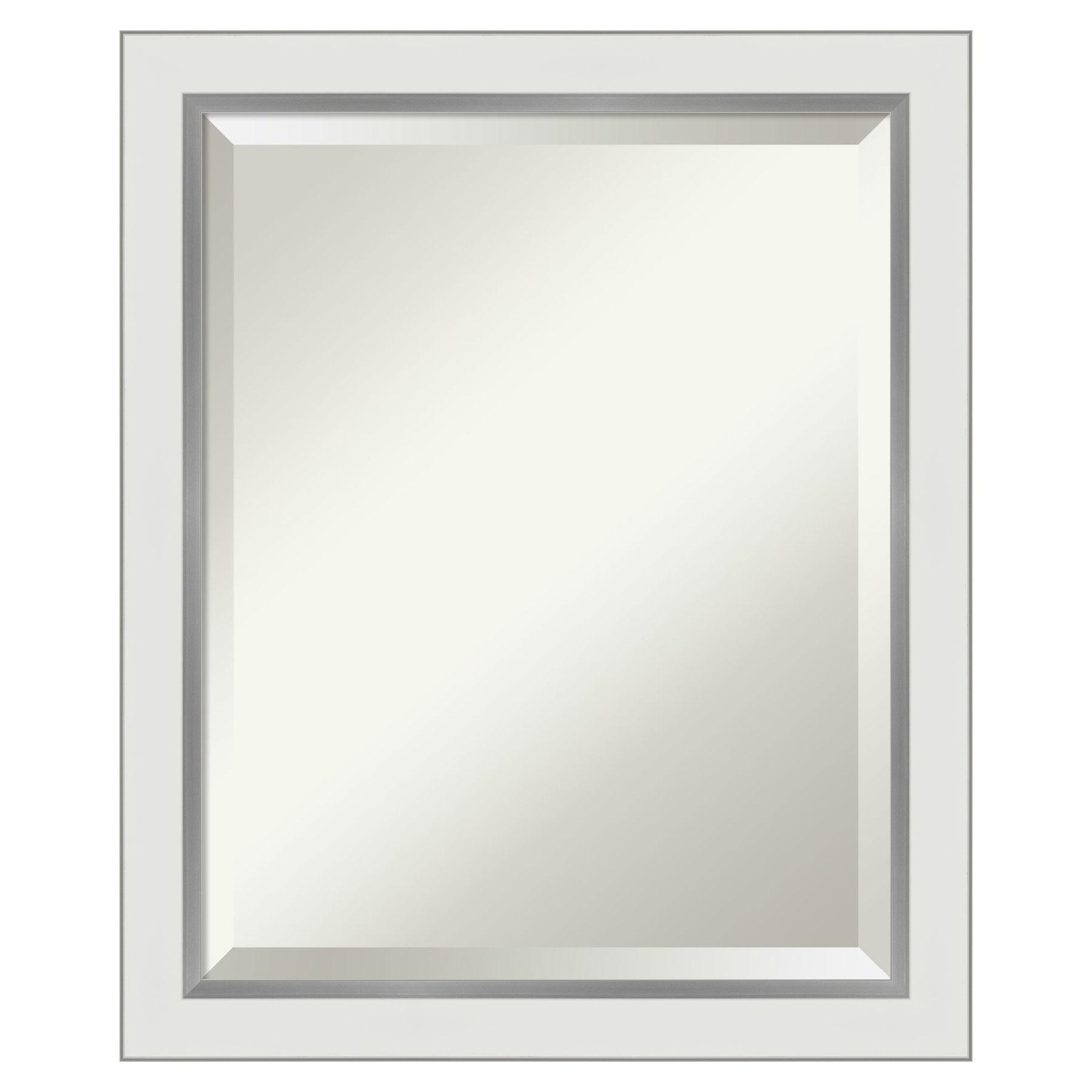 Eva White Silver Narrow Framed Vanity Mirror