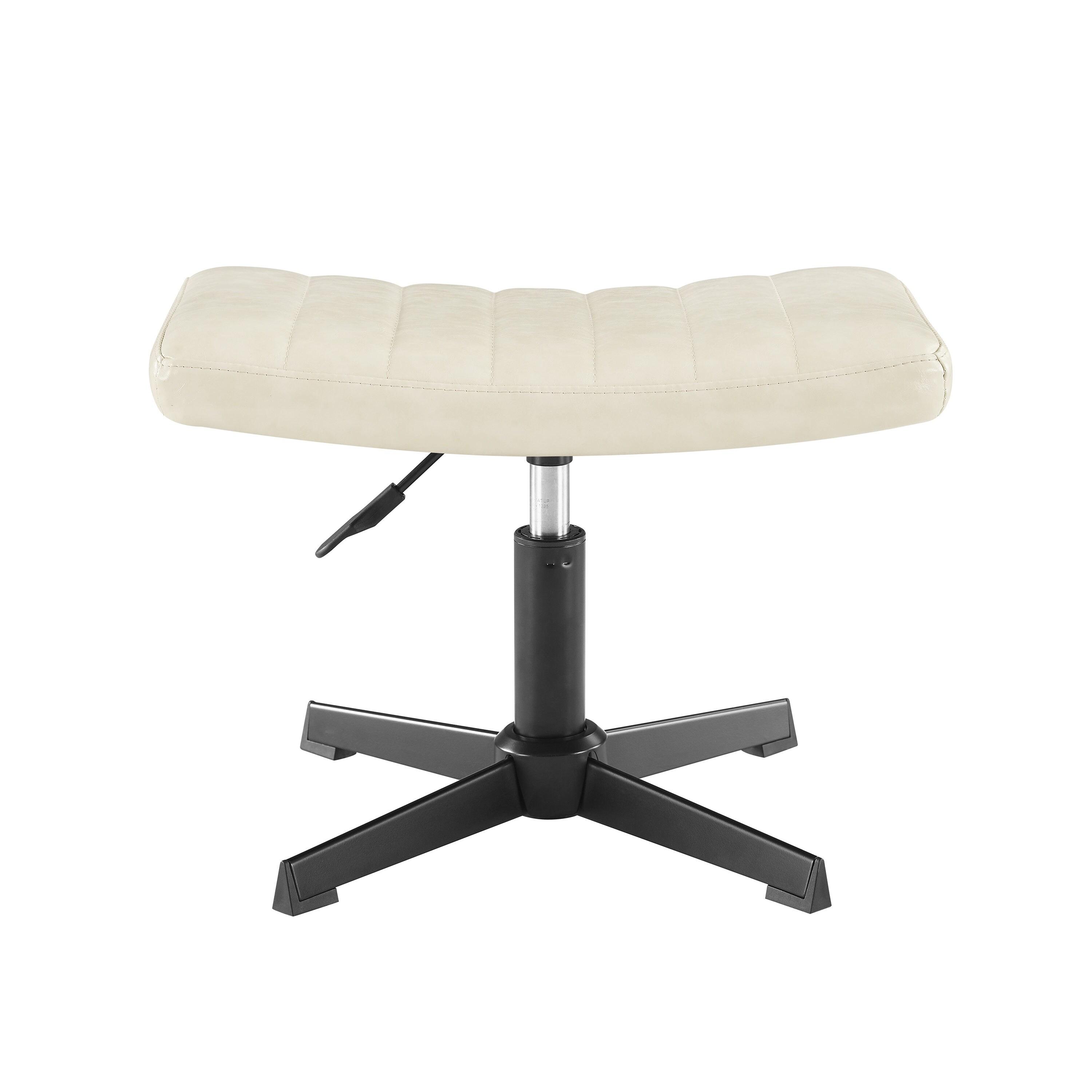 Art Leon Accent Chair with Ottoman,360 Degree Swivel Reading Chair for Bedroom Livingroom, Faux Leather Height Adjustable, Off-White