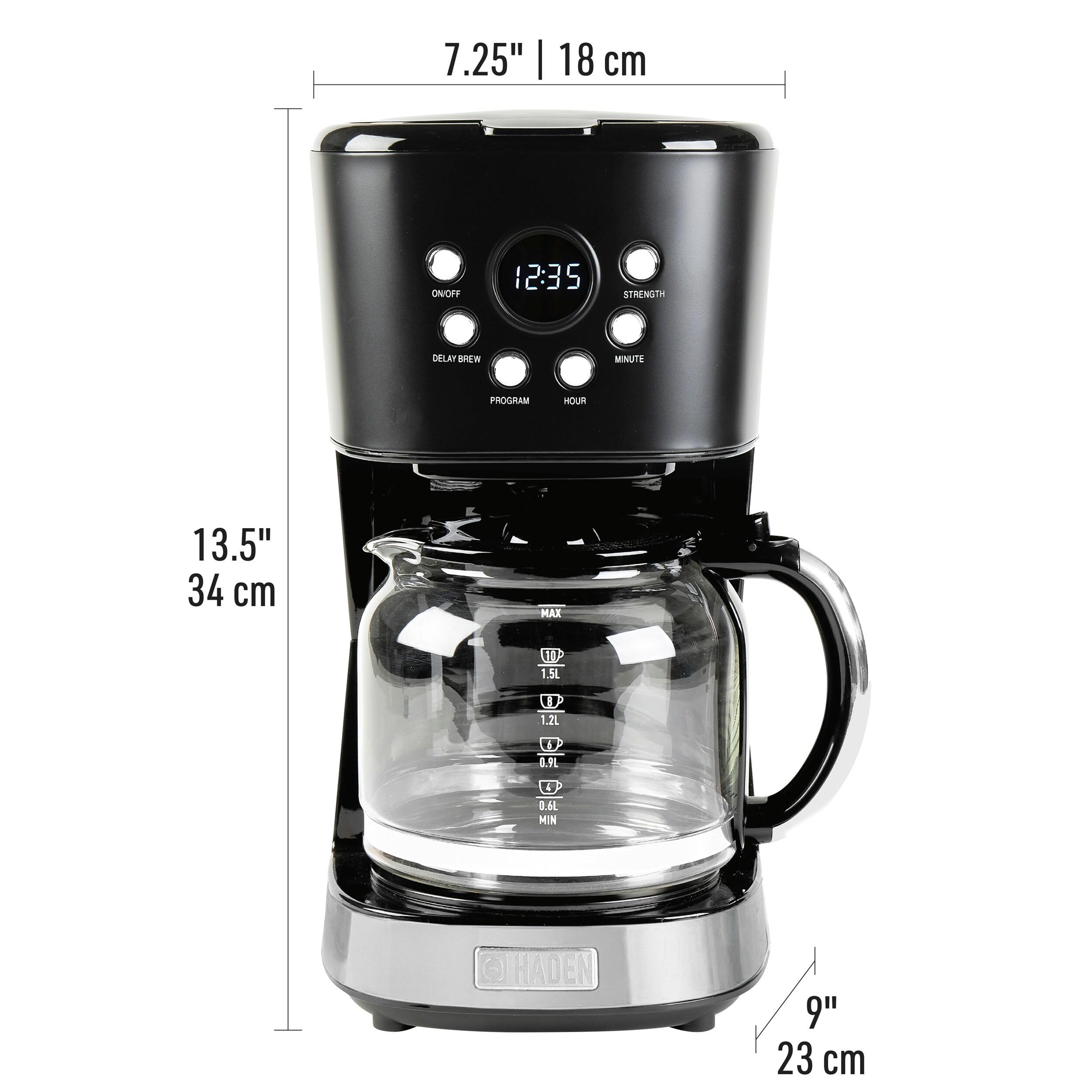 HADEN Heritage Black and Chrome 12-Cup Programmable Coffee Maker