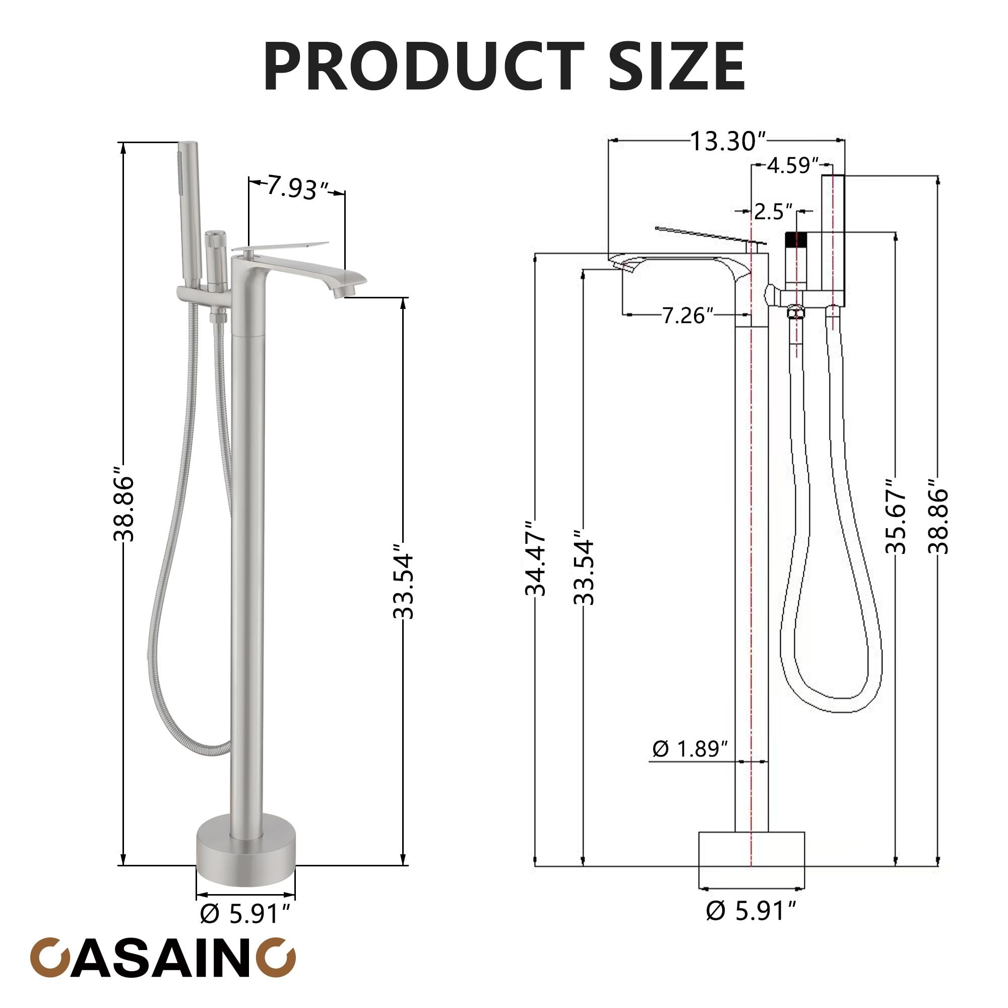 CASAINC KCLT0054-BN Single Handle Freestanding Bathtub Faucet with Diverter and Handshower