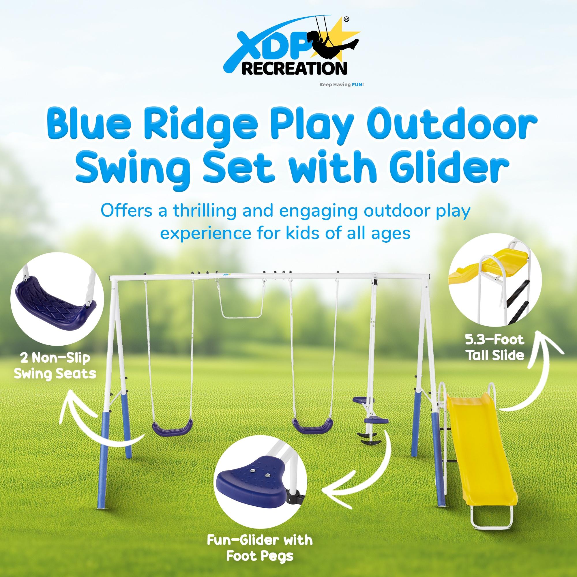 XDP Recreation XDP Recreation Blue Ridge Play Outdoor Backyard Playset Kids Swing Set W/ Slide