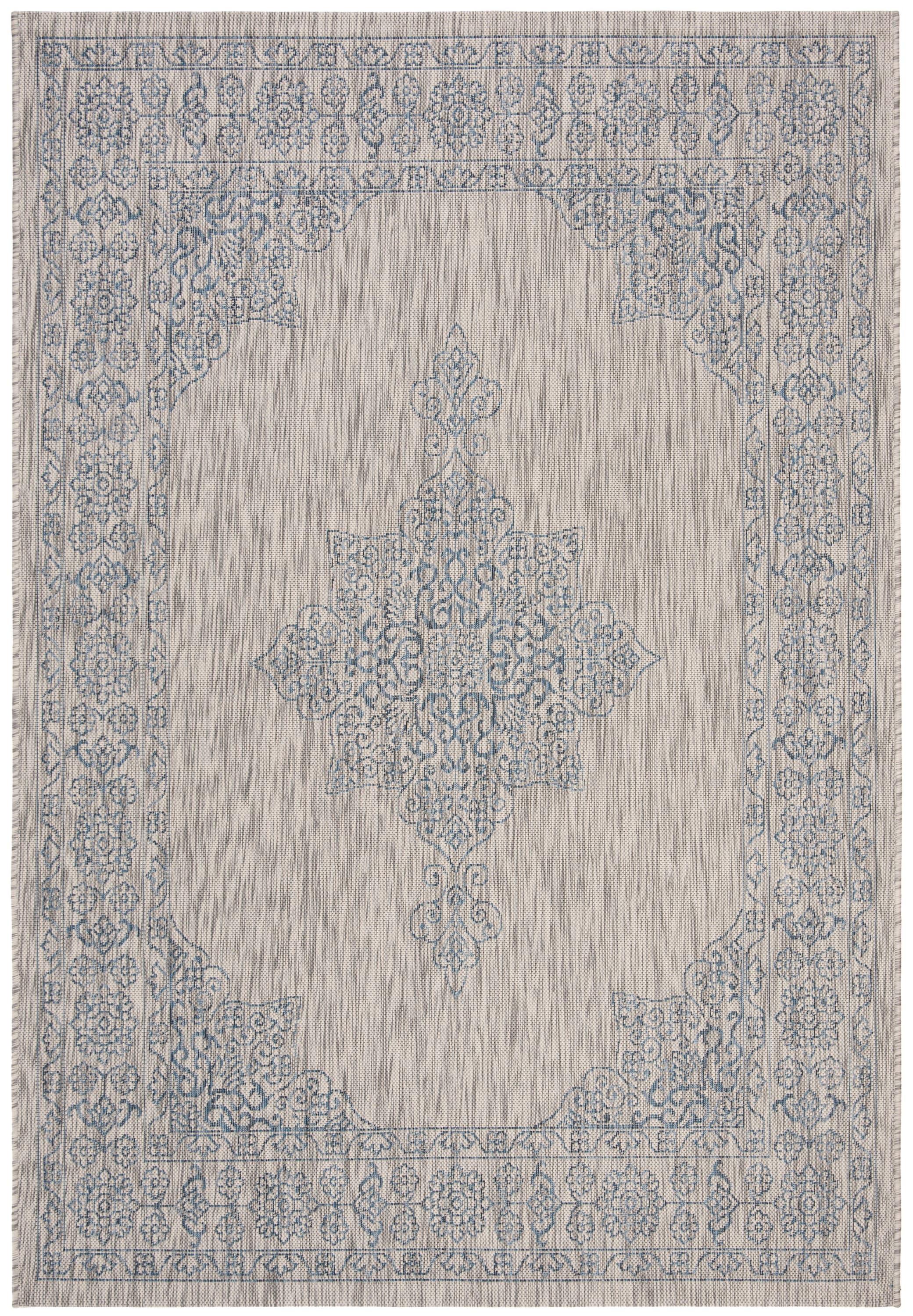 Courtyard CY8232 Power Loomed Indoor/Outdoor Area Rug - Grey/Navy - 5'3"x7'7" - Safavieh.
