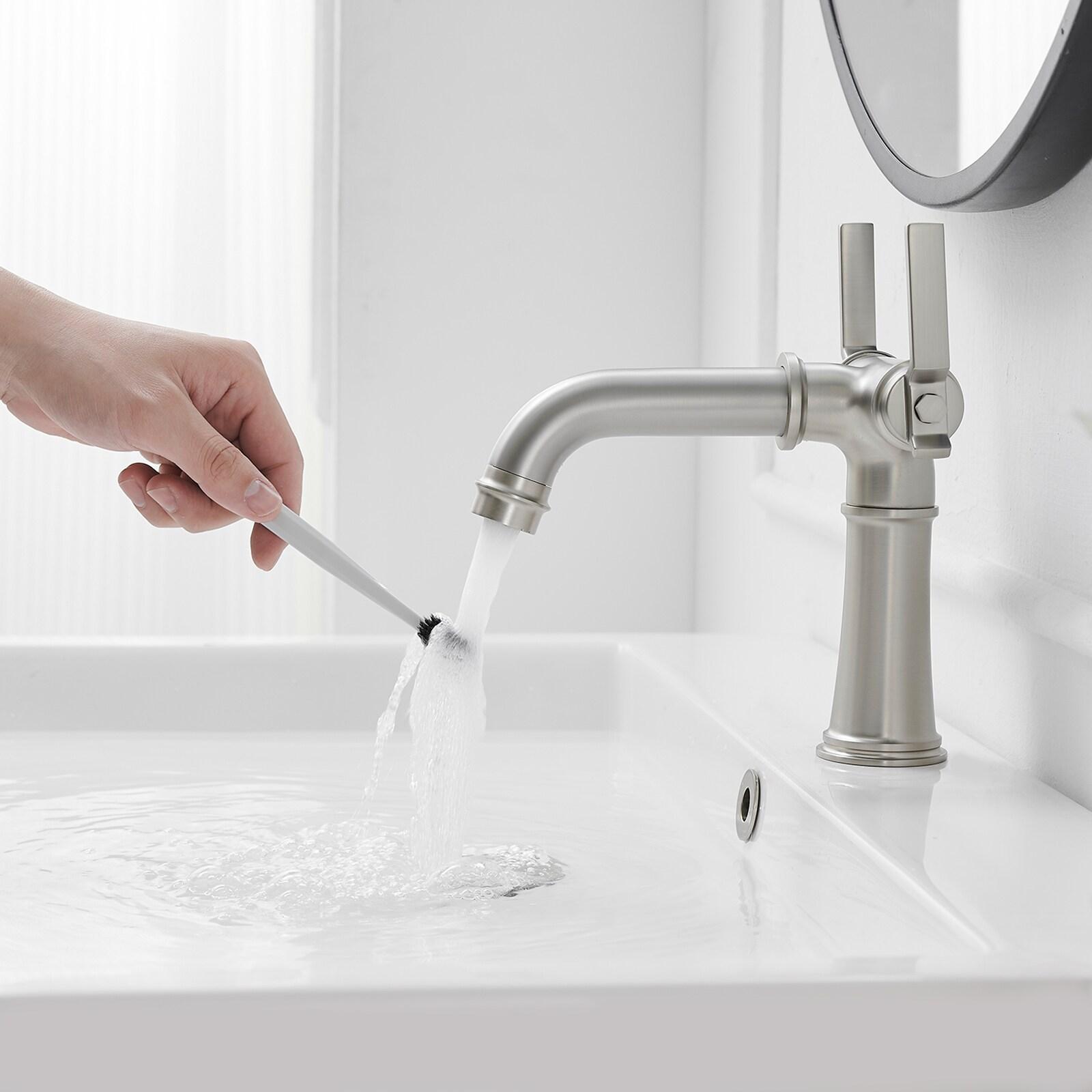 BWE Double Handle Industrial Style Bathroom Faucet Lavatory Mixer Tap Commercial Vanity