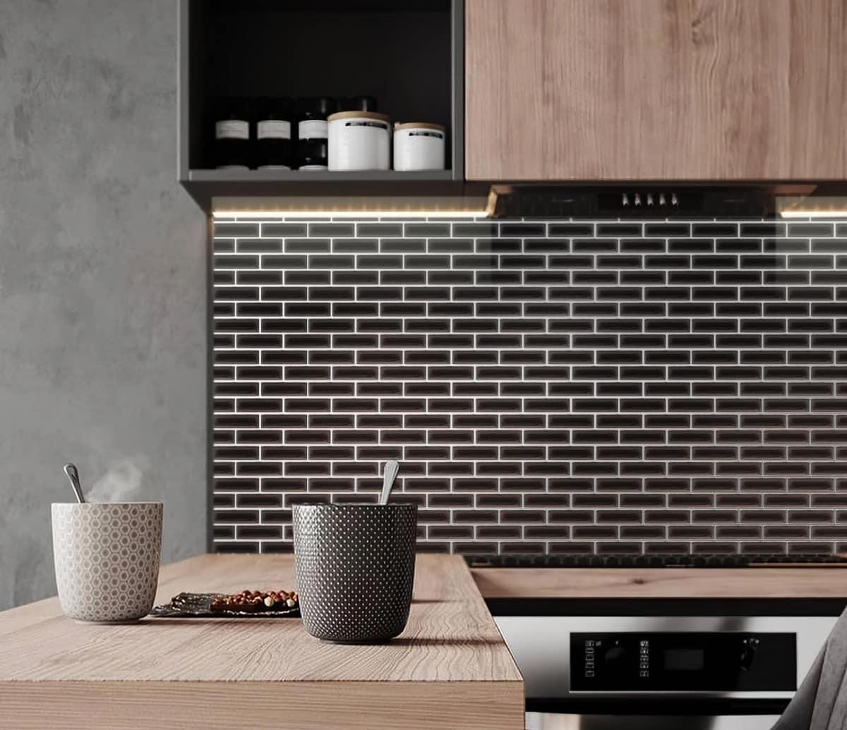 Apollo Tile   5 Pack 11.9-in x 11.9-in Black Rectangular Glossy Finished Glass Mosaic Wall and Floor Tile (4.92 sq ft/case)