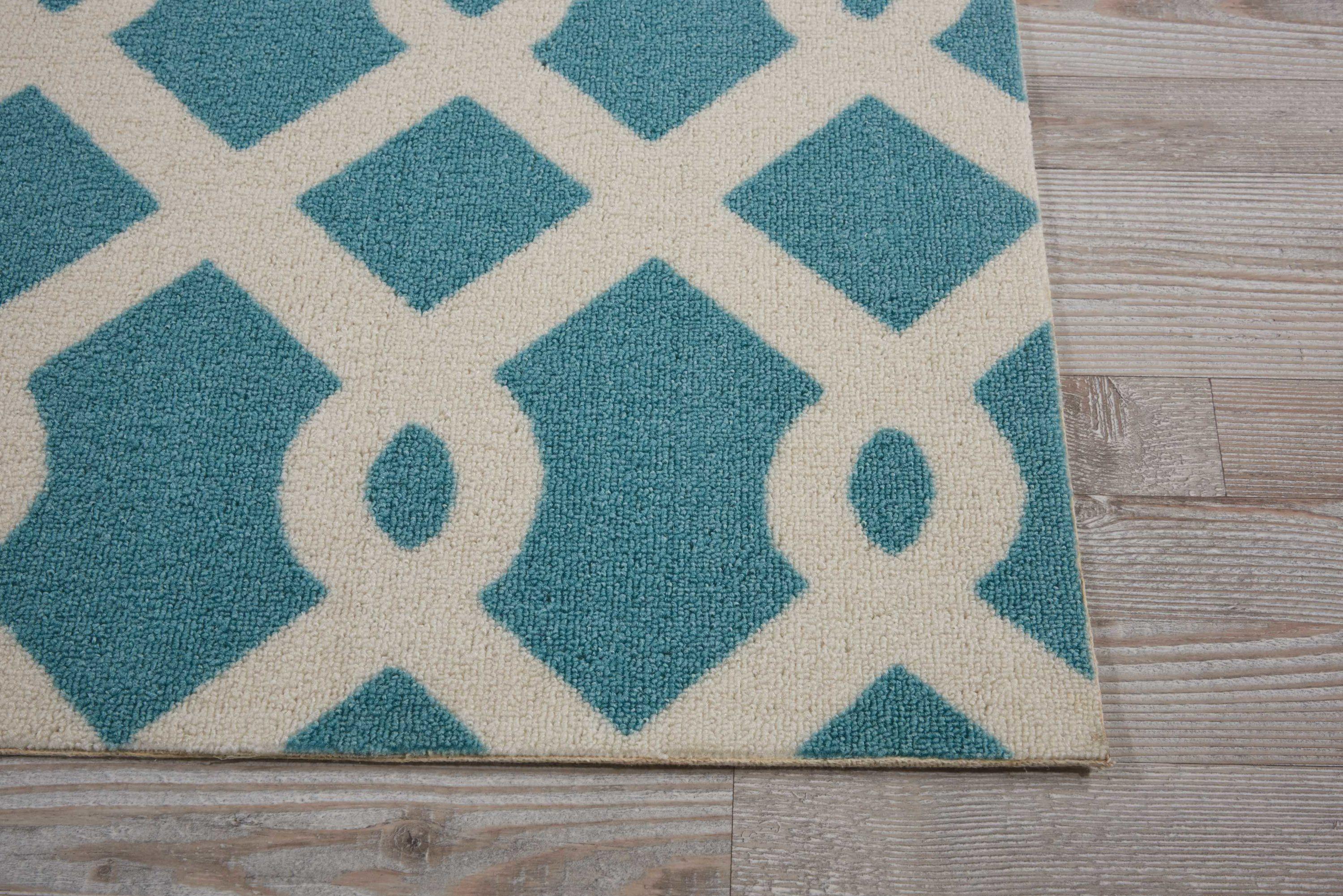 Easterly Geometric Blue/White Outdoor Area Rug