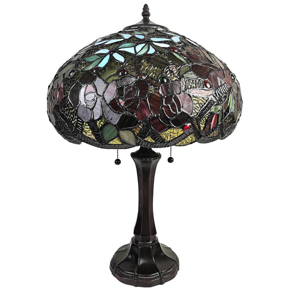 Amora Lighting  24 in. Tiffany Style Red Roses Table Lamp