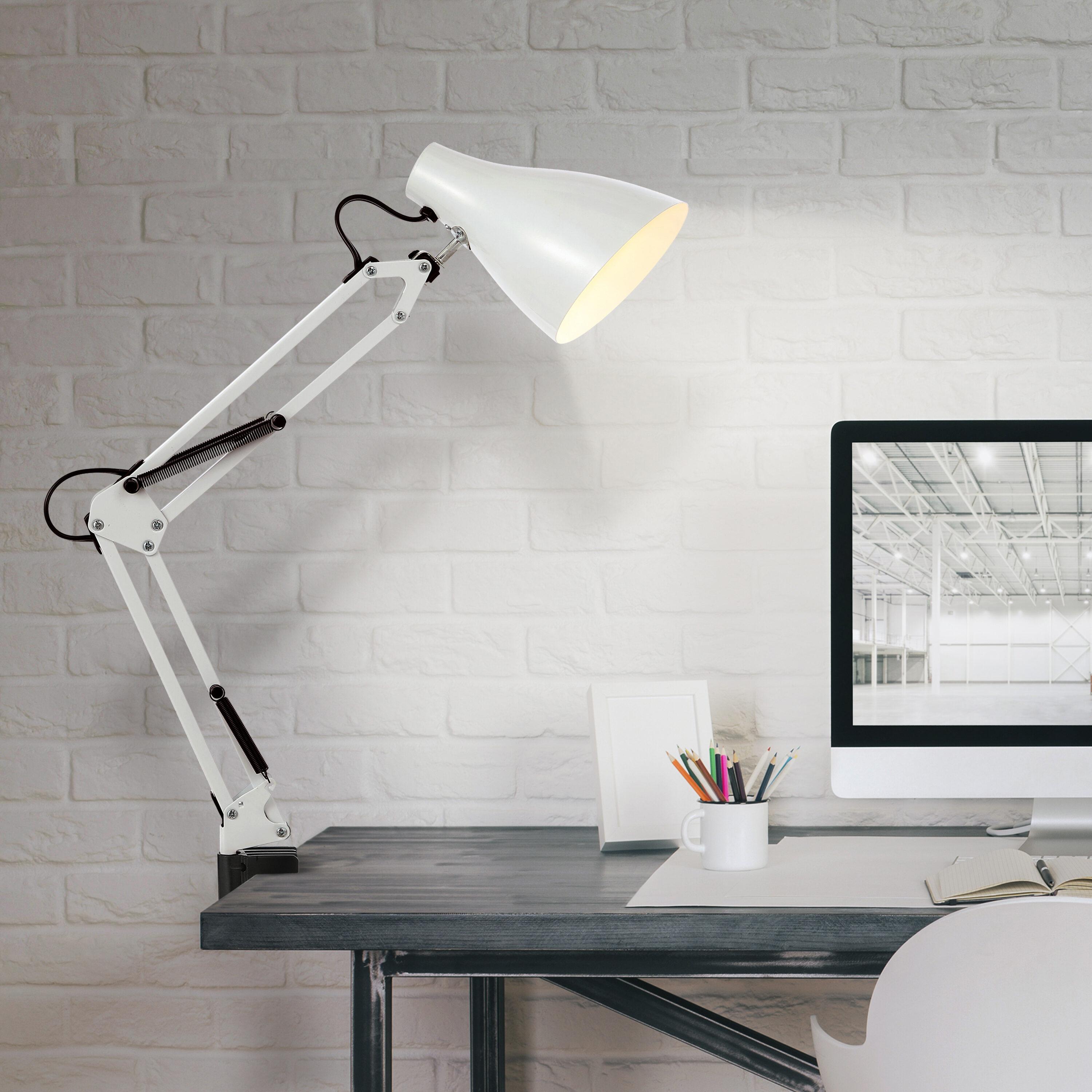 Odile 28.5" Classic Industrial Adjustable Articulated Clamp-On LED Task Lamp, White