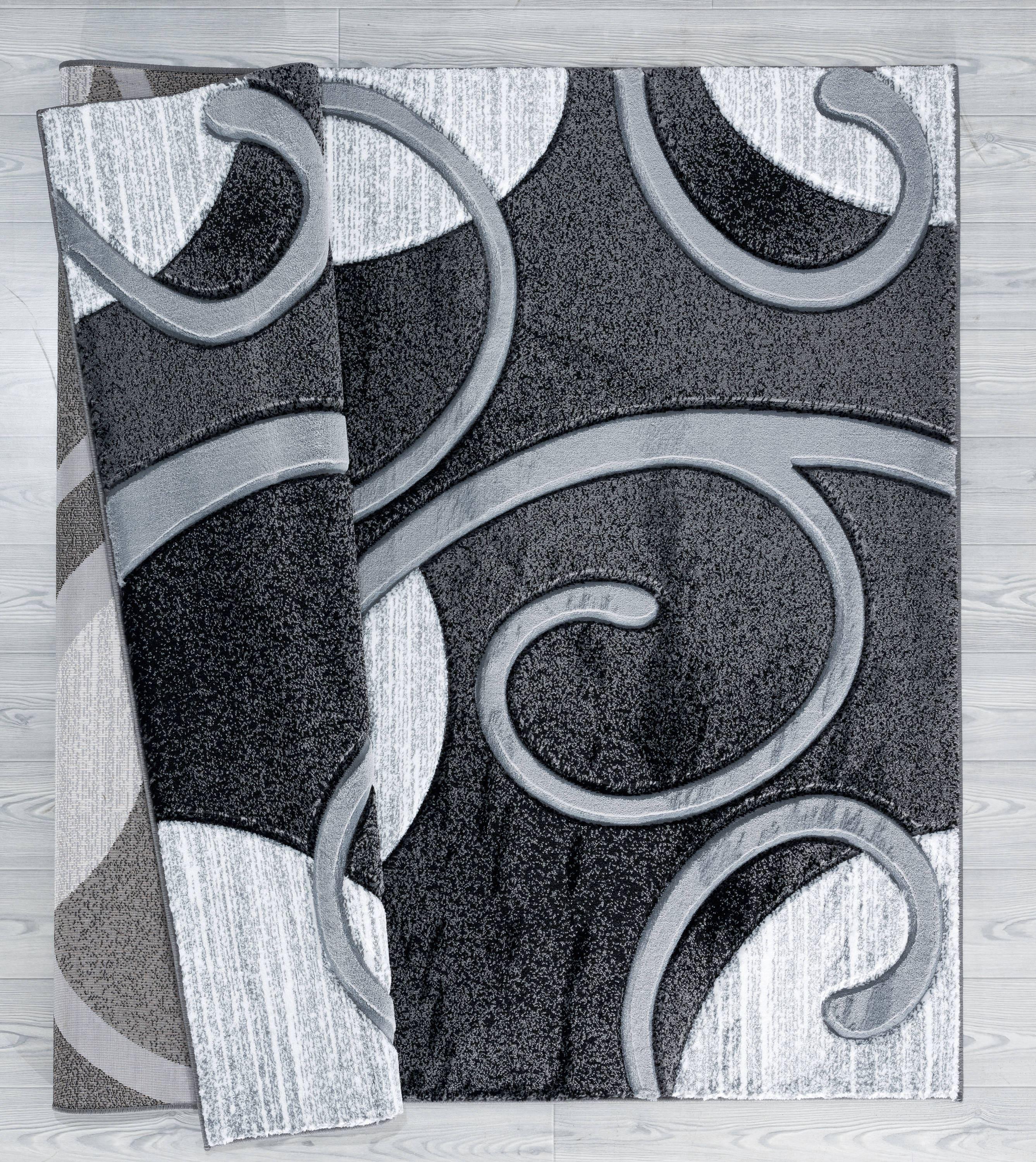 Bristol 5' x 8' Gray Rectangular Stain-Resistant Synthetic Rug