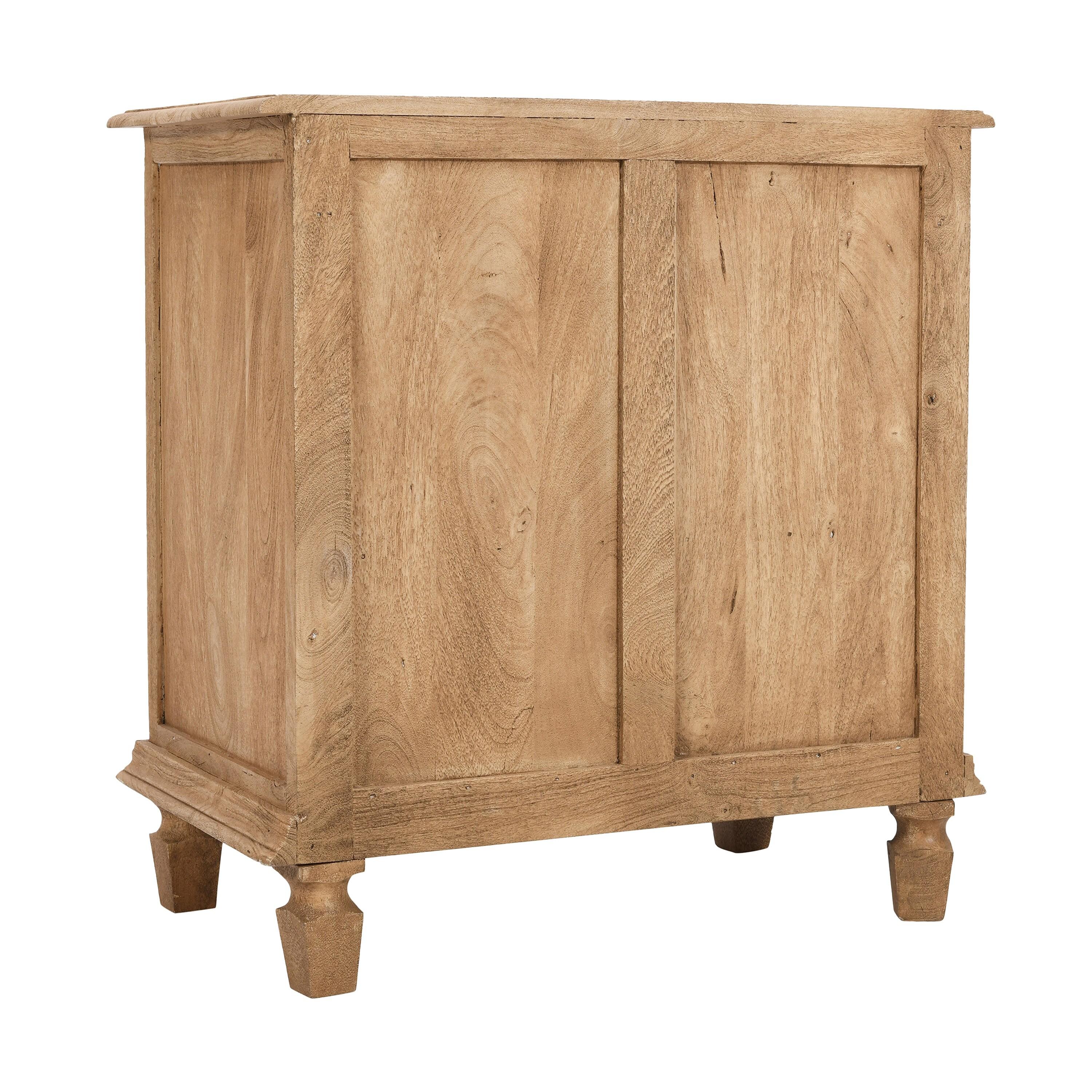The Urban Port 30" Nightstand Table Rattan Cabinet Doors and Drawer Fronts Sandblasted Brown Mango Wood Brown