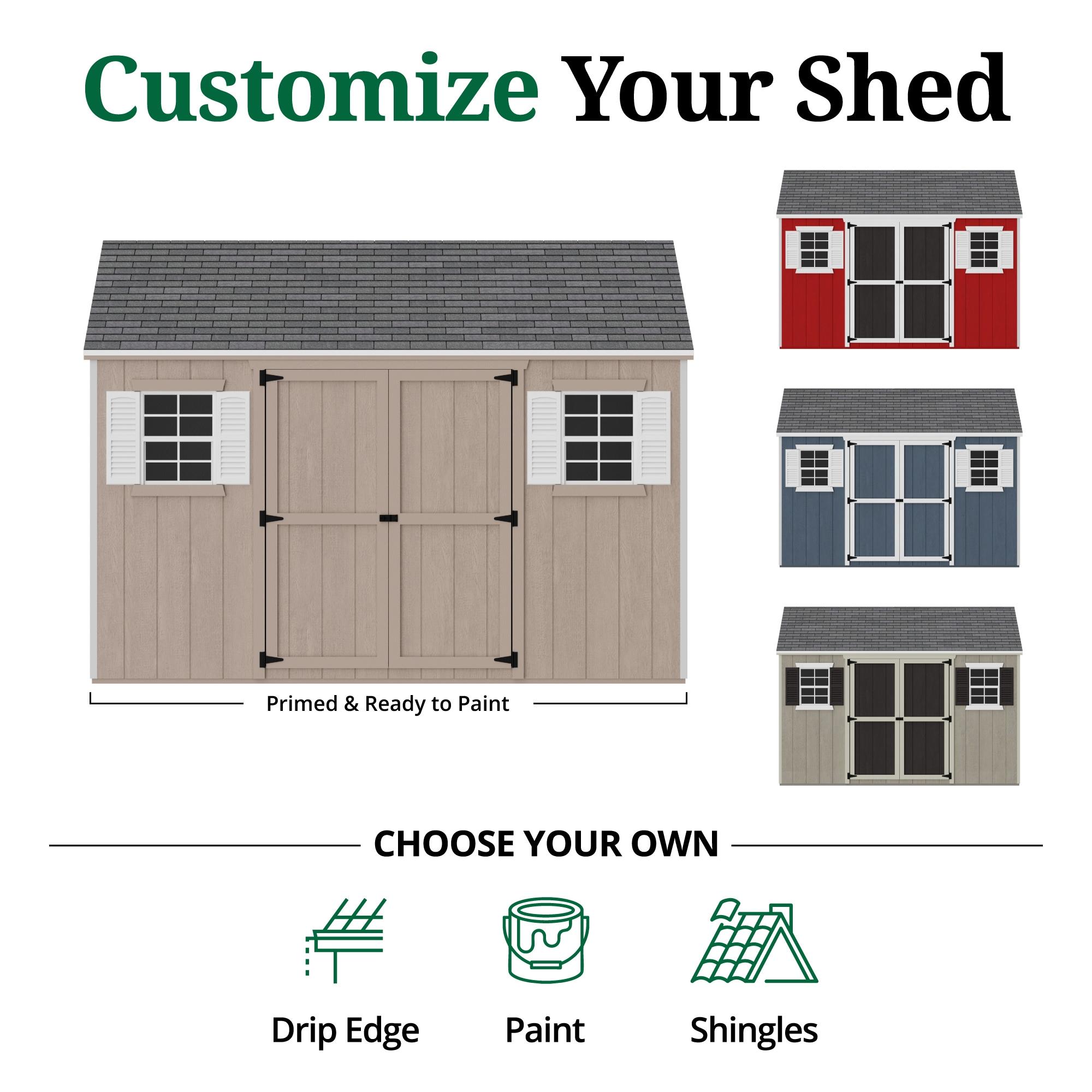 Little Cottage Co. 12x12 Value Workshop Shed with Operable Windows, Outdoor Wood Storage Do-It-Yourself Precut Kit