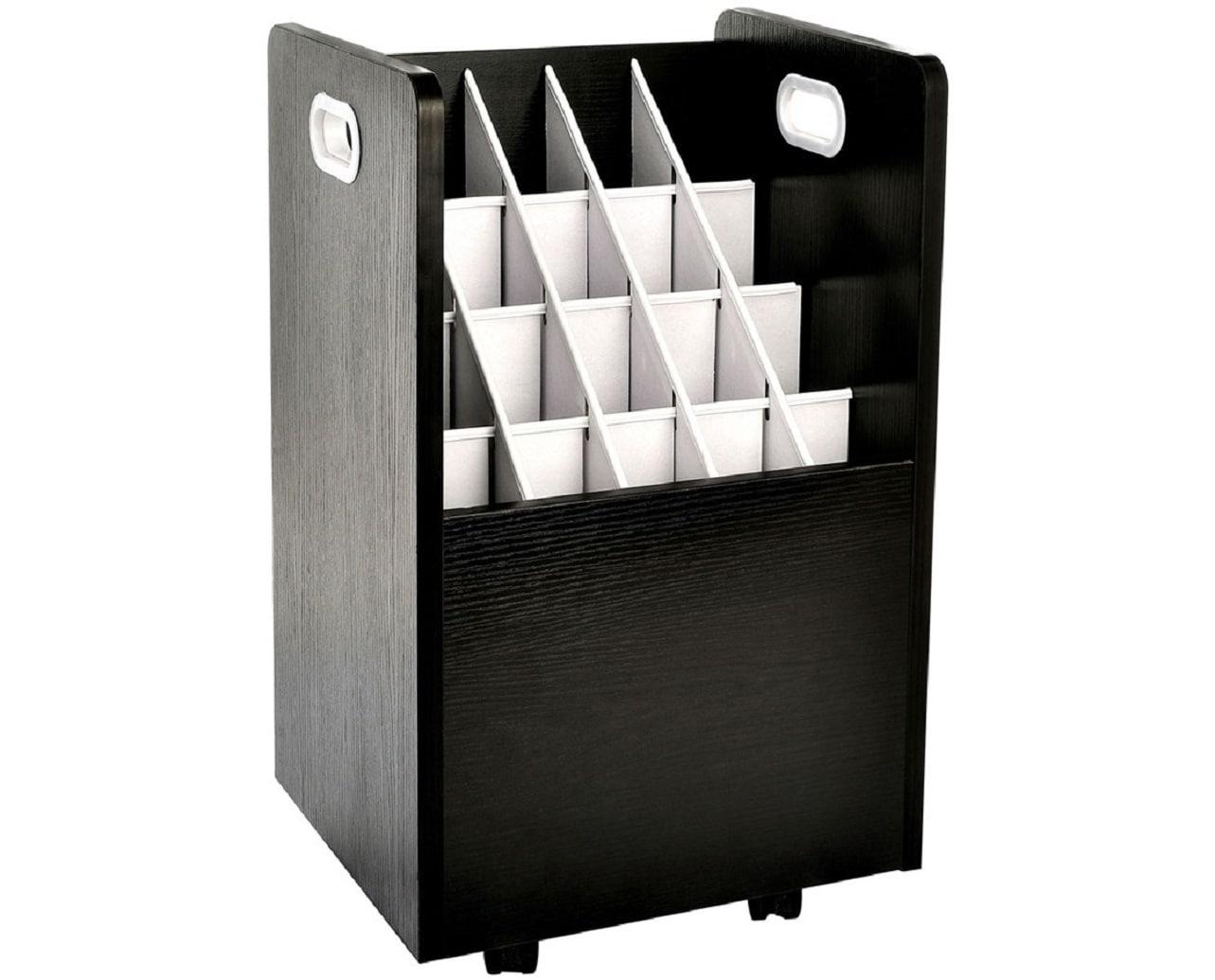20-Slot Mobile Rolling Wood Blueprint Roll File Large Document Organizer