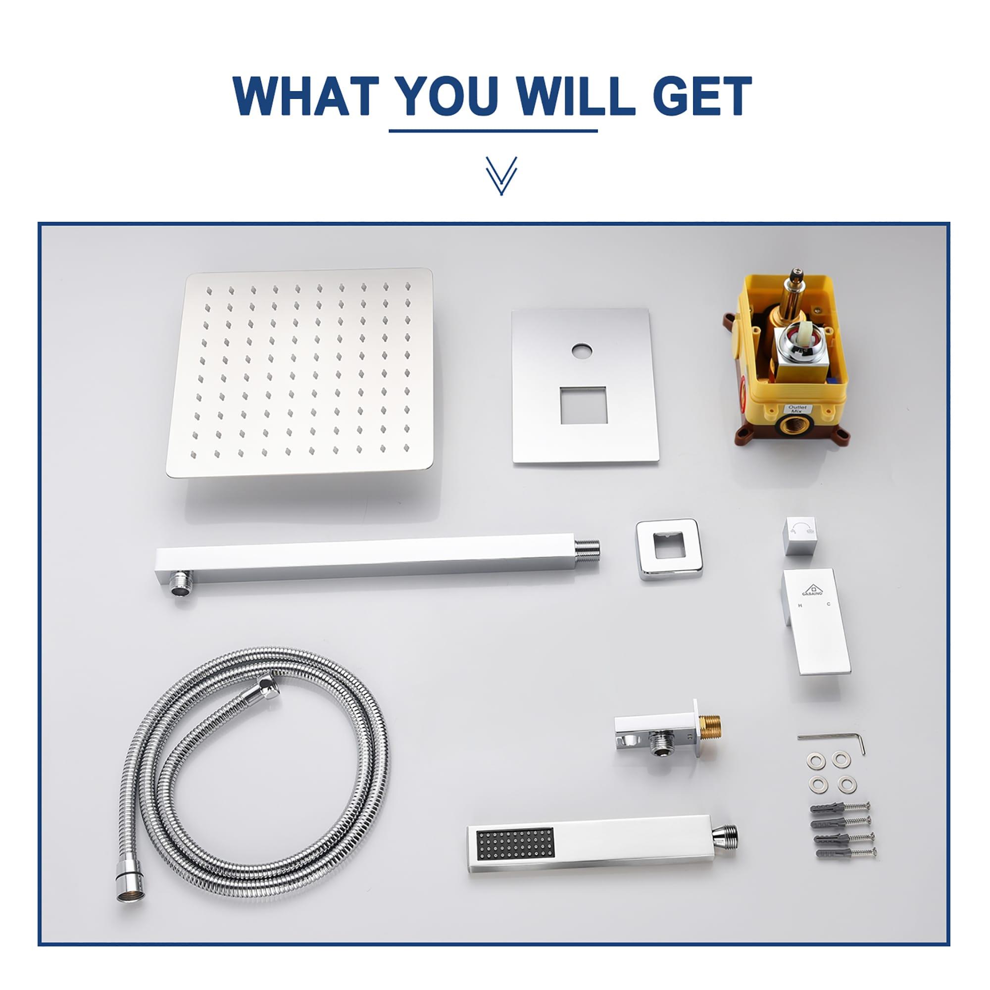 CASAINC 10" Wall Mounted Dual Shower Heads Shower Valve Trim System Kit